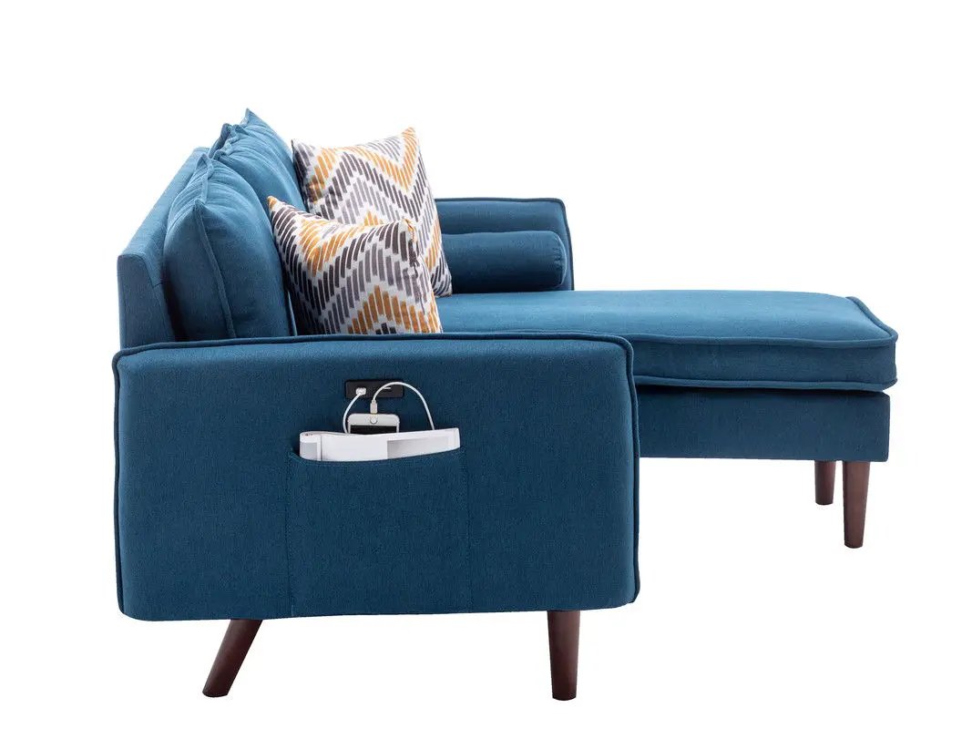 Mia - Sectional Sofa Chaise With USB Charger And Pillows by Unique Piece Furniture