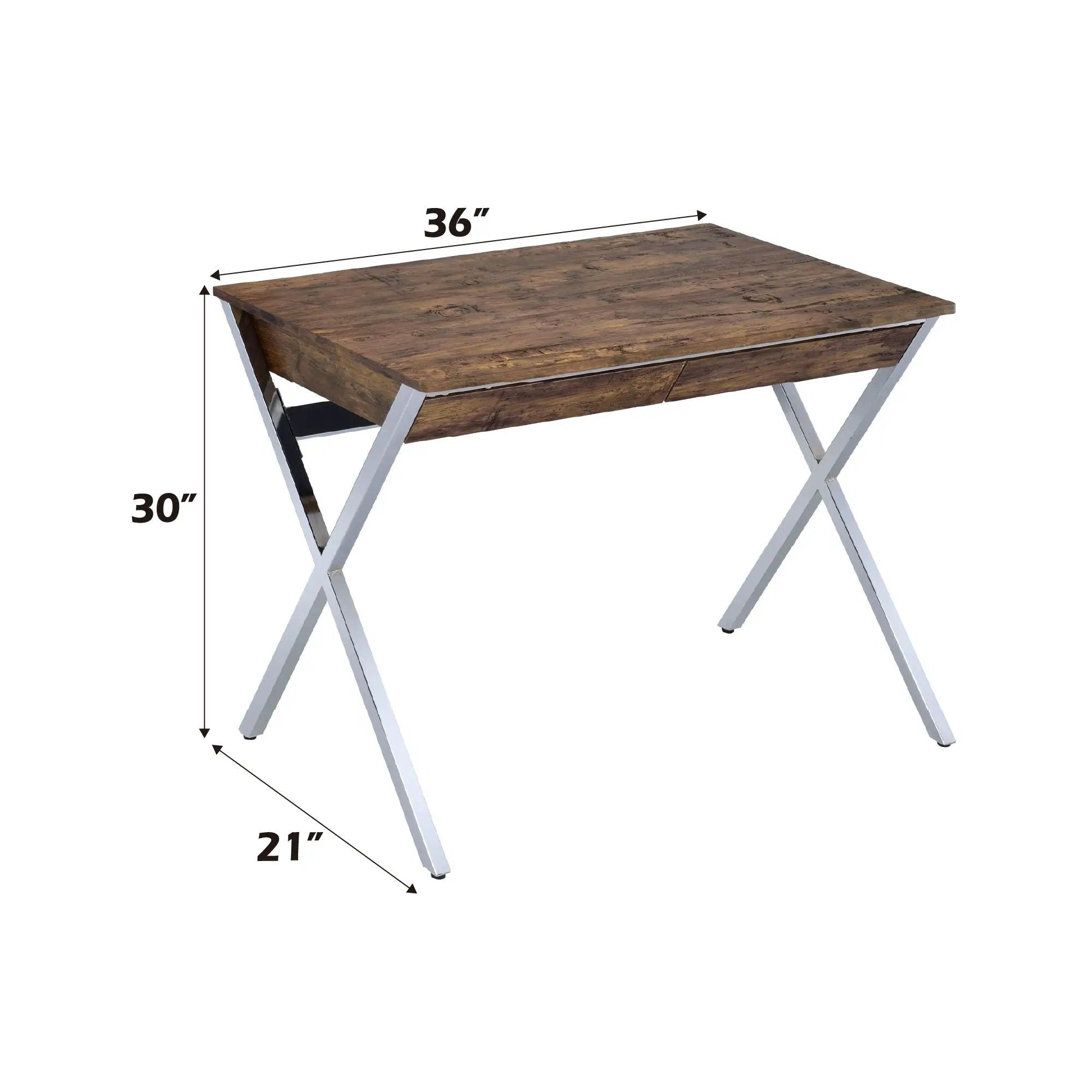 Callers - Weathered Writing Desk - Chrome / Oak by Unique Piece Furniture