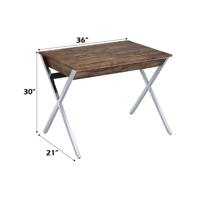 Callers - Weathered Writing Desk - Chrome / Oak by Unique Piece Furniture