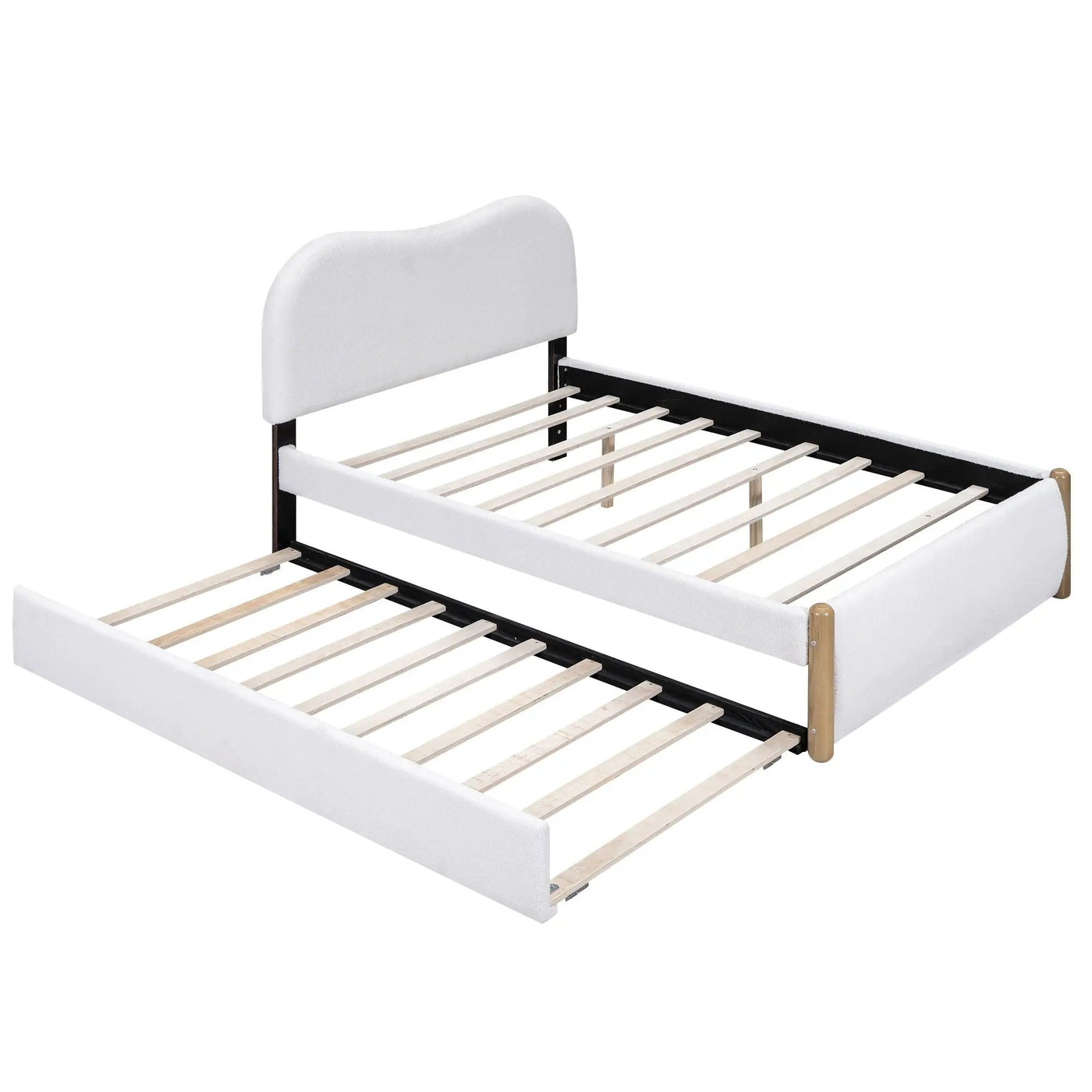 Upholstered Platform Bed With Wood Supporting Feet And Trundle by Unique Piece Furniture