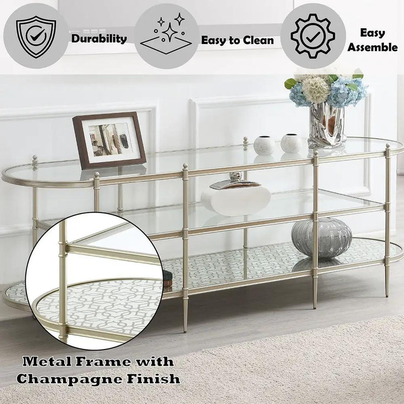 Zaba - TV Stand - Glass Top & Champagne by Unique Piece Furniture