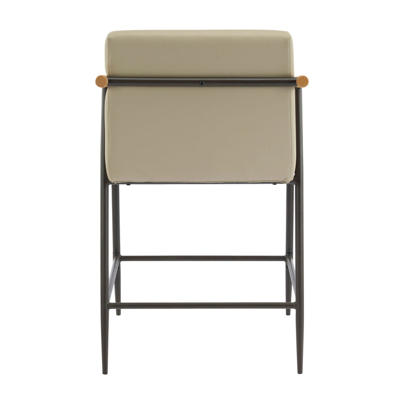 Mid Century Modern Counter Stool Set with Espresso Metal Frame - Khaki by HouseOfZazla