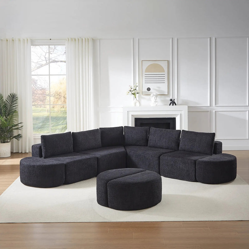 Modular Sofa Set in Chenille Fabric by HouseOfZazla