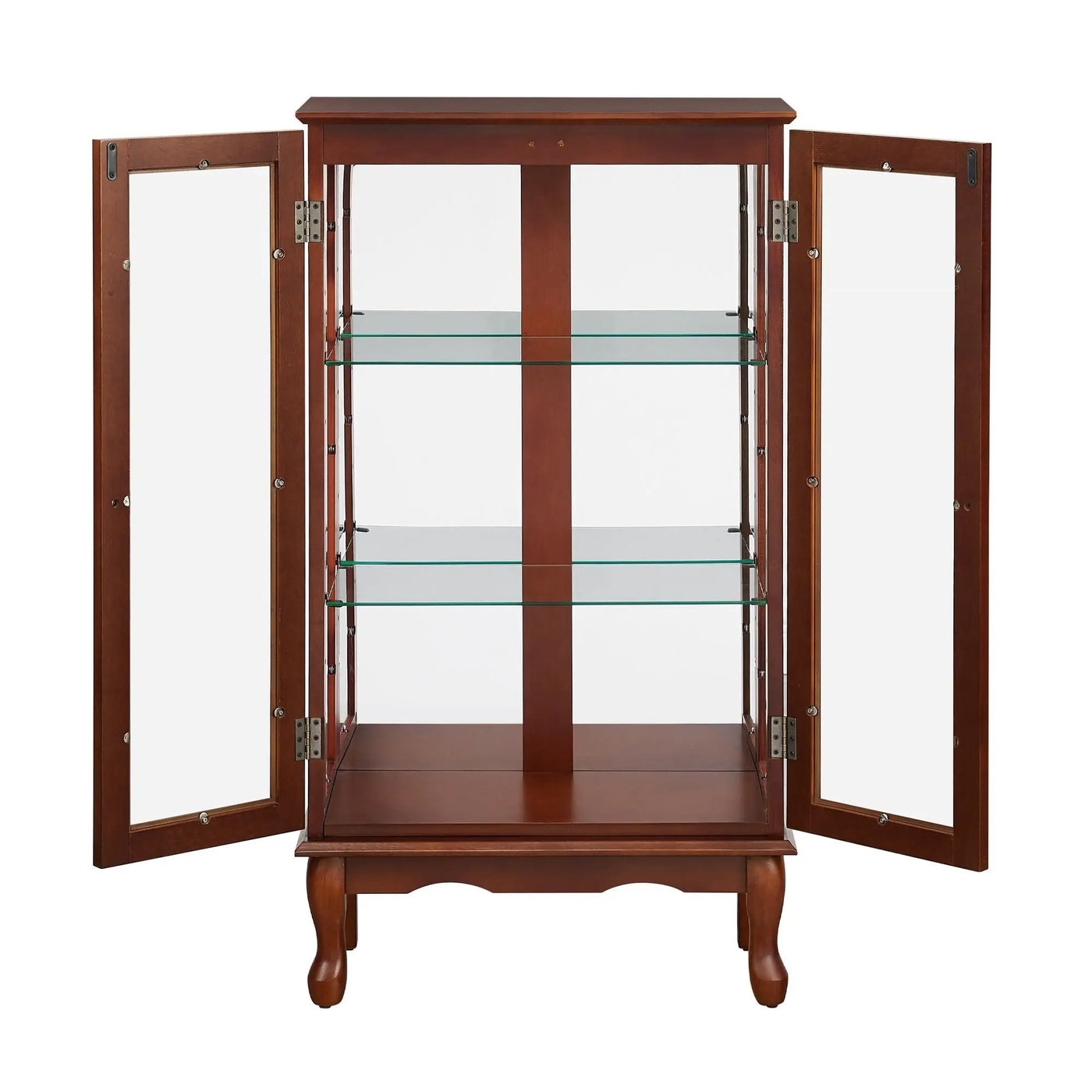 Curio Cabinet Lighted Curio Diapaly Cabinet With Adjustable Shelves And Mirrored Back Panel, Tempered Glass Doors (3 Tier), (E26 Light Bulb Not Included) by HouseOfZazla