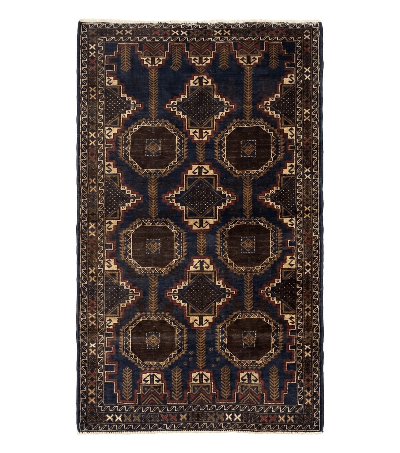 Navy Blue Afghan Balouch Rug 4x6, Handmade, New by Jewel Rugs