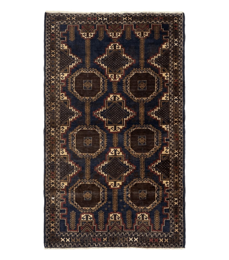 Navy Blue Afghan Balouch Rug 4x6, Handmade, New by Jewel Rugs