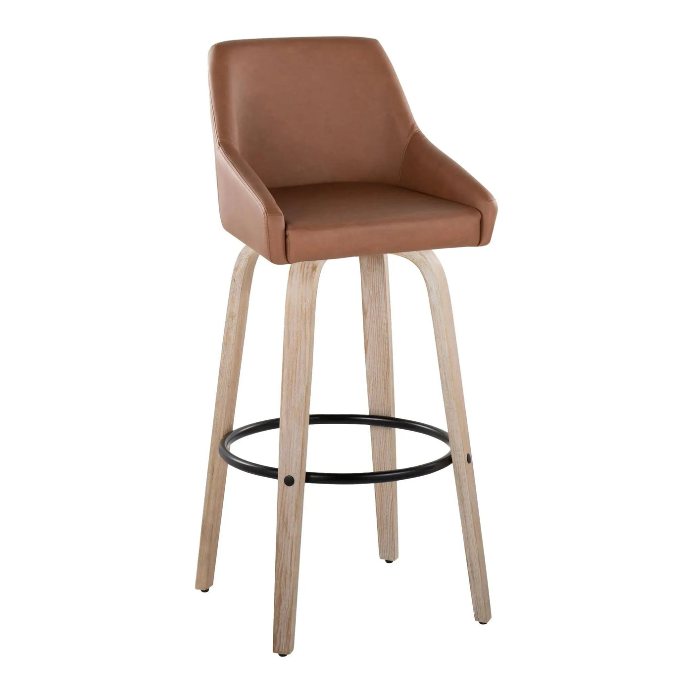 Hannah - Transitional Fixed Height Barstool With Swivel With Round Footrest (Set of 2) by HouseOfZazla