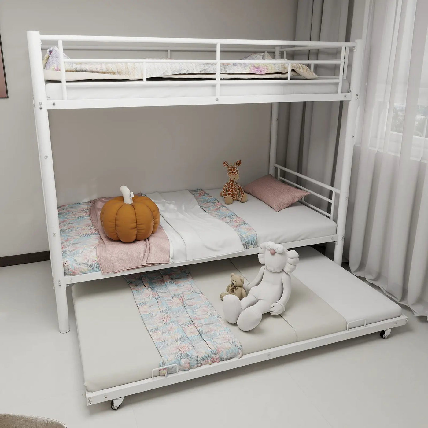Bunk Bed For Kids, Convertible Frame With Ladders & Guardrail by HouseOfZazla