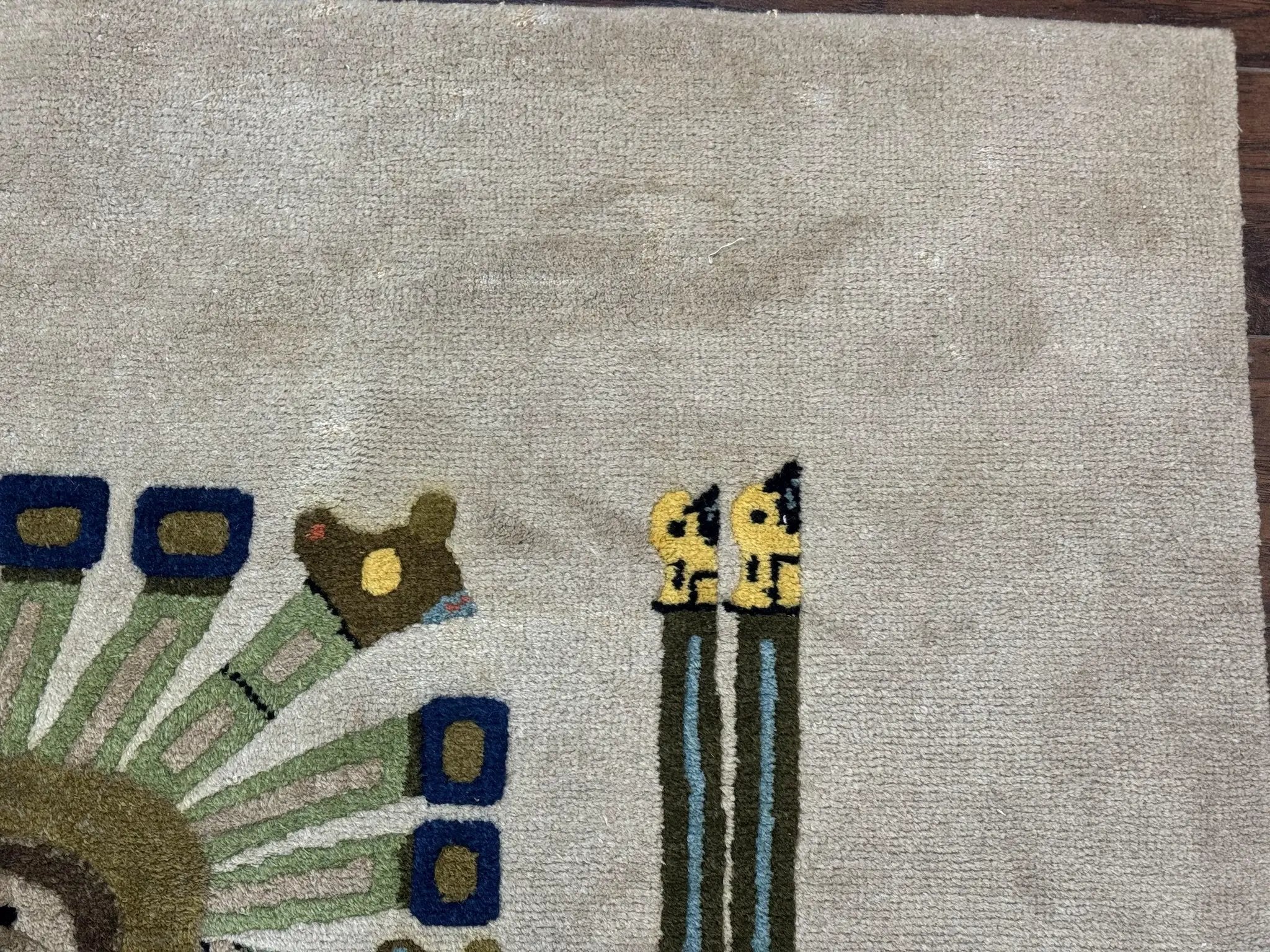 South American Rug 6x7, Unique Native American Design, Ivory, Ecuador Rug, Handmade Wool by Jewel Rugs