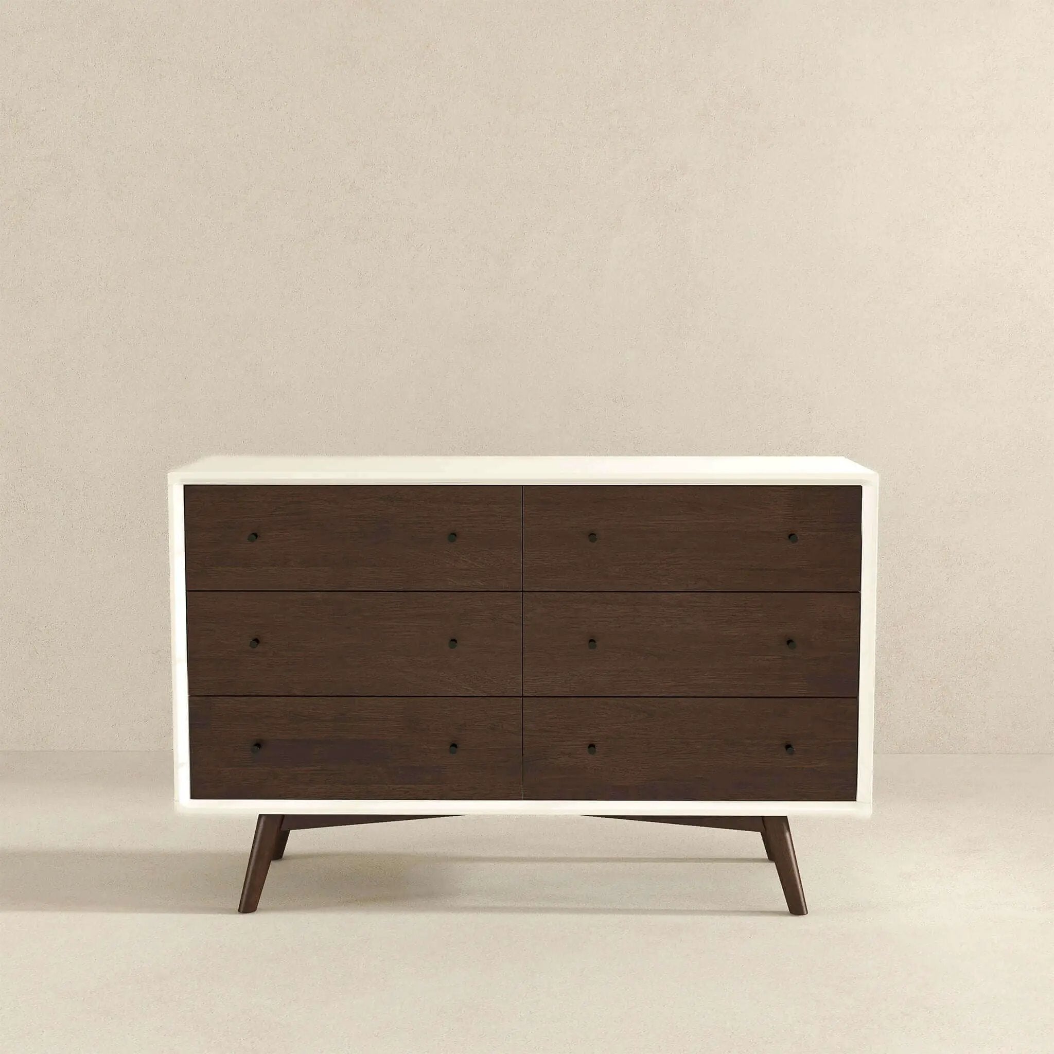 Dresser 6 Drawer - Dark Brown / White by HouseOfZazla
