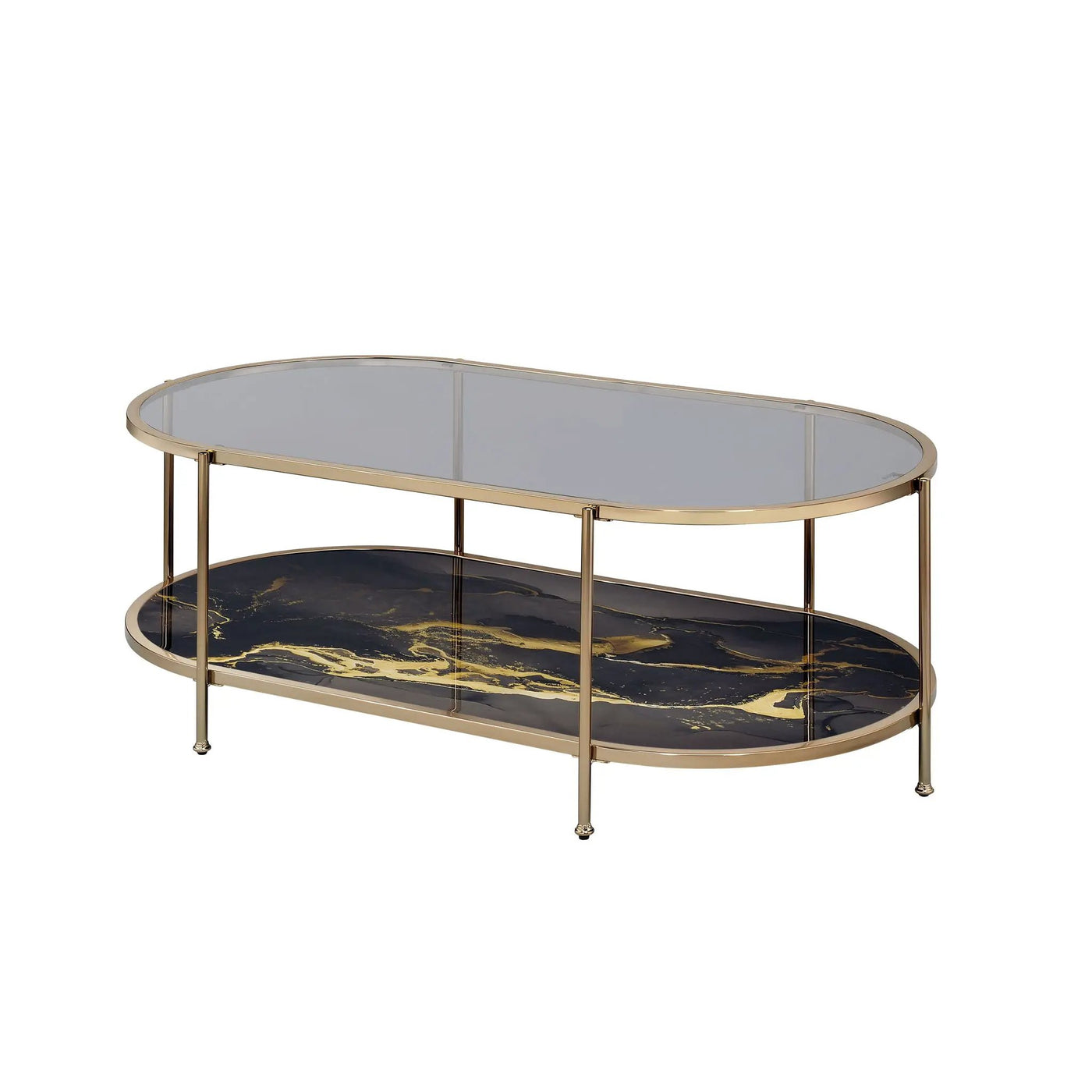 Fiorella - Marble Print Glass Table by Unique Piece Furniture