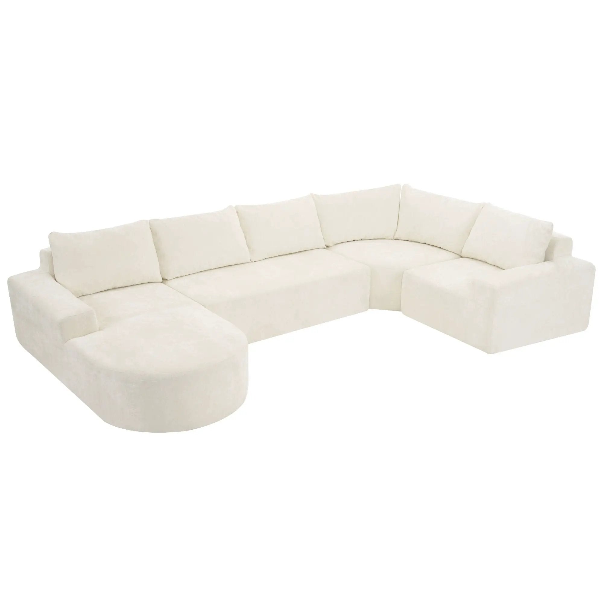 Modular Cloud Sectional Sofa Set, U-Shaped Upholstered Couch With Deep Seat by HouseOfZazla