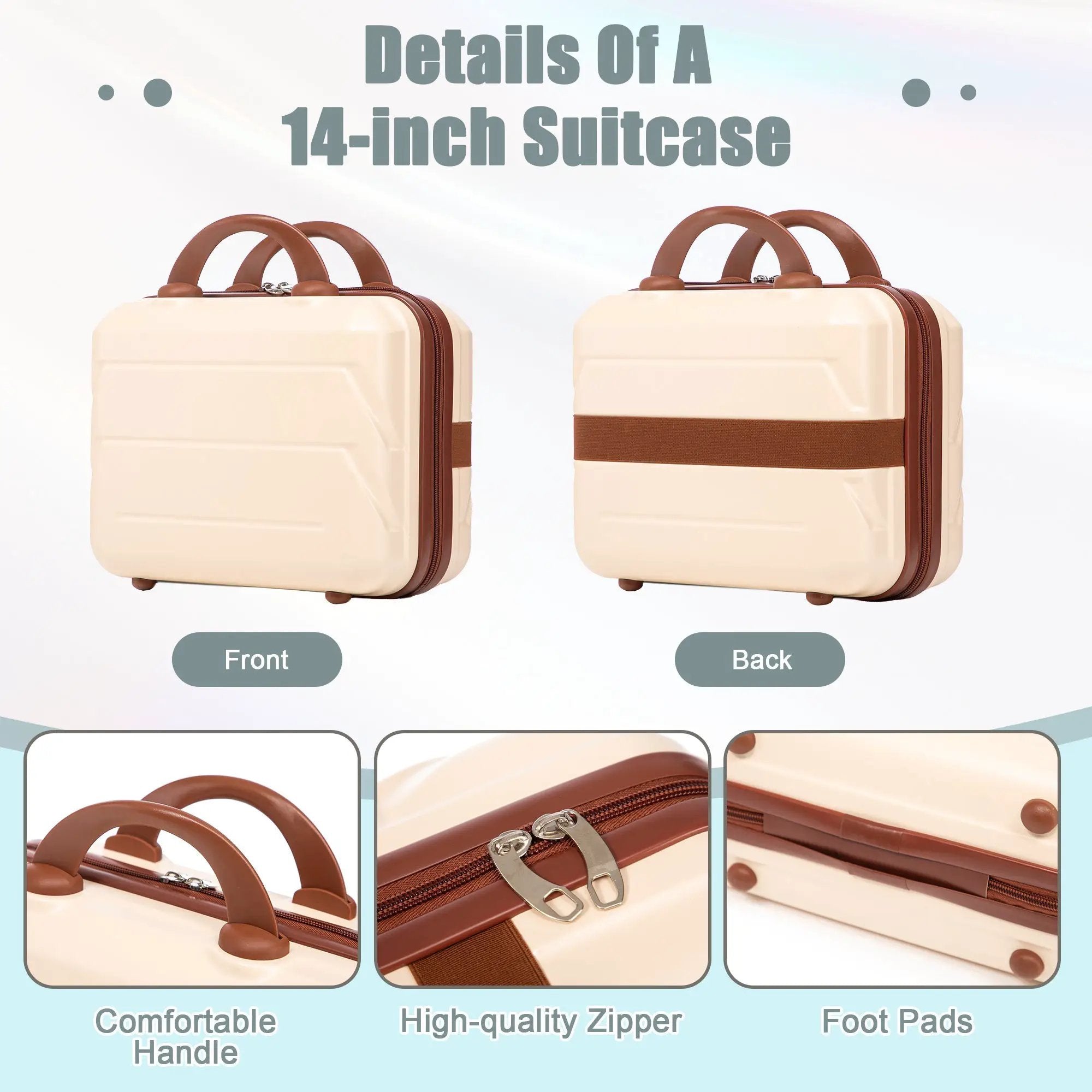 14'/20' 2-Piece Beige ABS Spinner Wheel Luggage Set by HouseOfZazla