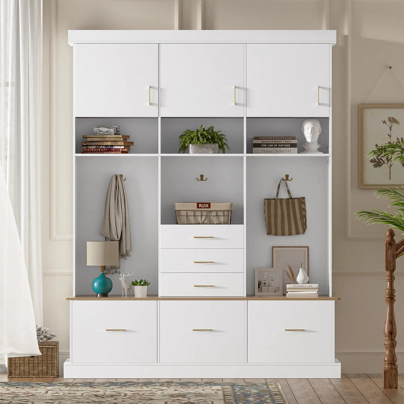Entryway Hall Tree With Bench And Storage, 5 In 1 Coat Rack by Unique Piece Furniture