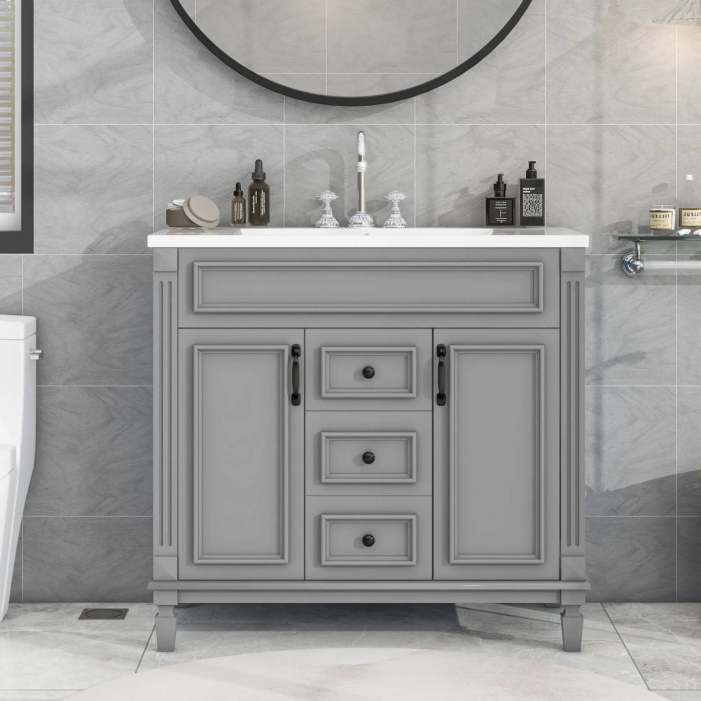 Bathroom Vanity With Top Sink, Basin On Cabinet With 2 Soft Closing Doors And 2 Drawers by Unique Piece Furniture