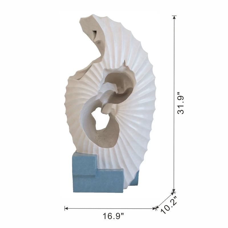 Abstract Water Fountain With Base With Light, For Indoor And Outdoor - White / Blue by HouseOfZazla