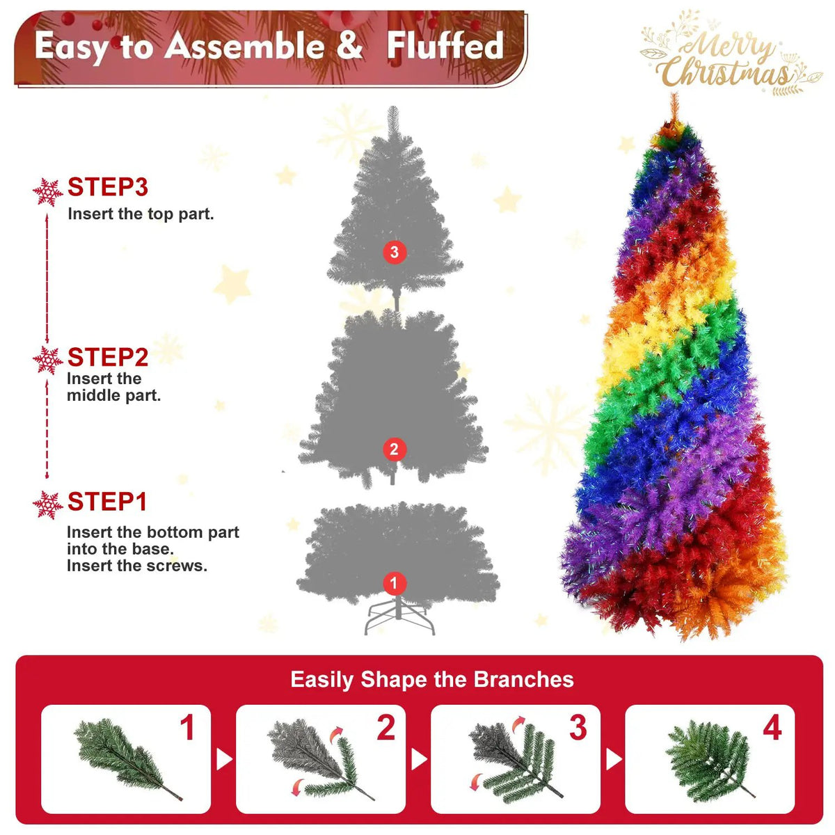 5ft Rainbow Spiral Christmas Tree by HouseOfZazla