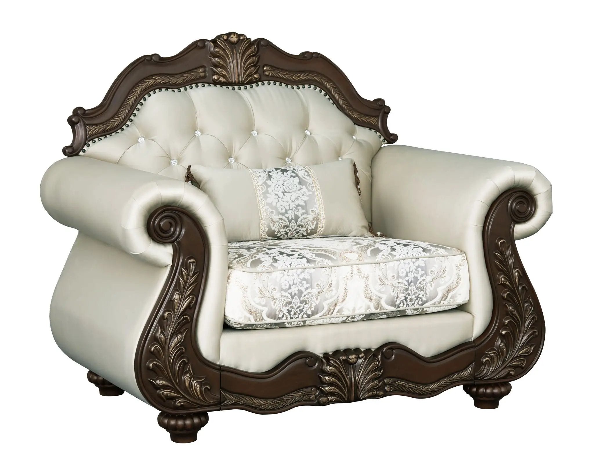 Pierce Chair With Pillow - Beige / Cherry by HouseOfZazla