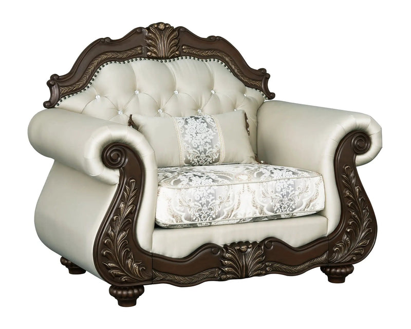 Pierce Chair With Pillow - Beige / Cherry by HouseOfZazla