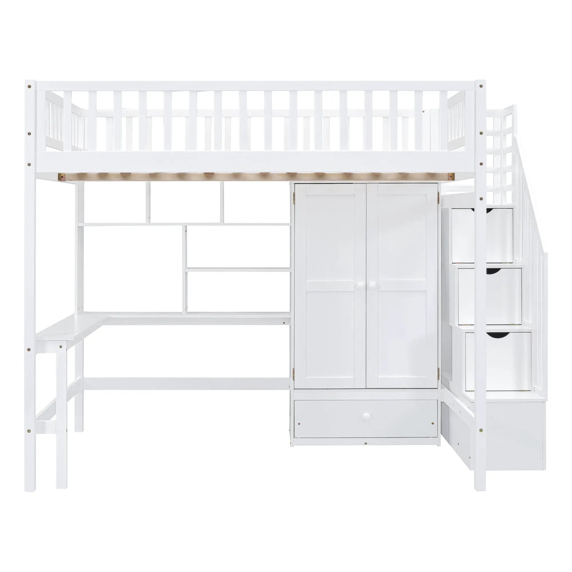 Loft Bed With Bookshelf, Drawers, Desk, And Wardrobe by HouseOfZazla