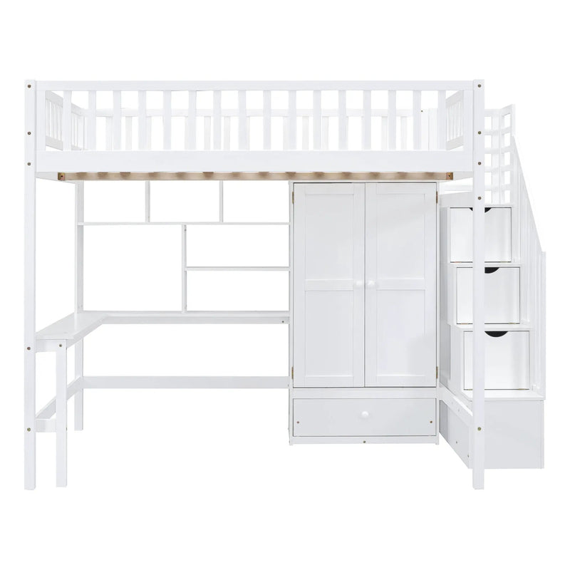 Loft Bed With Bookshelf, Drawers, Desk, And Wardrobe by HouseOfZazla