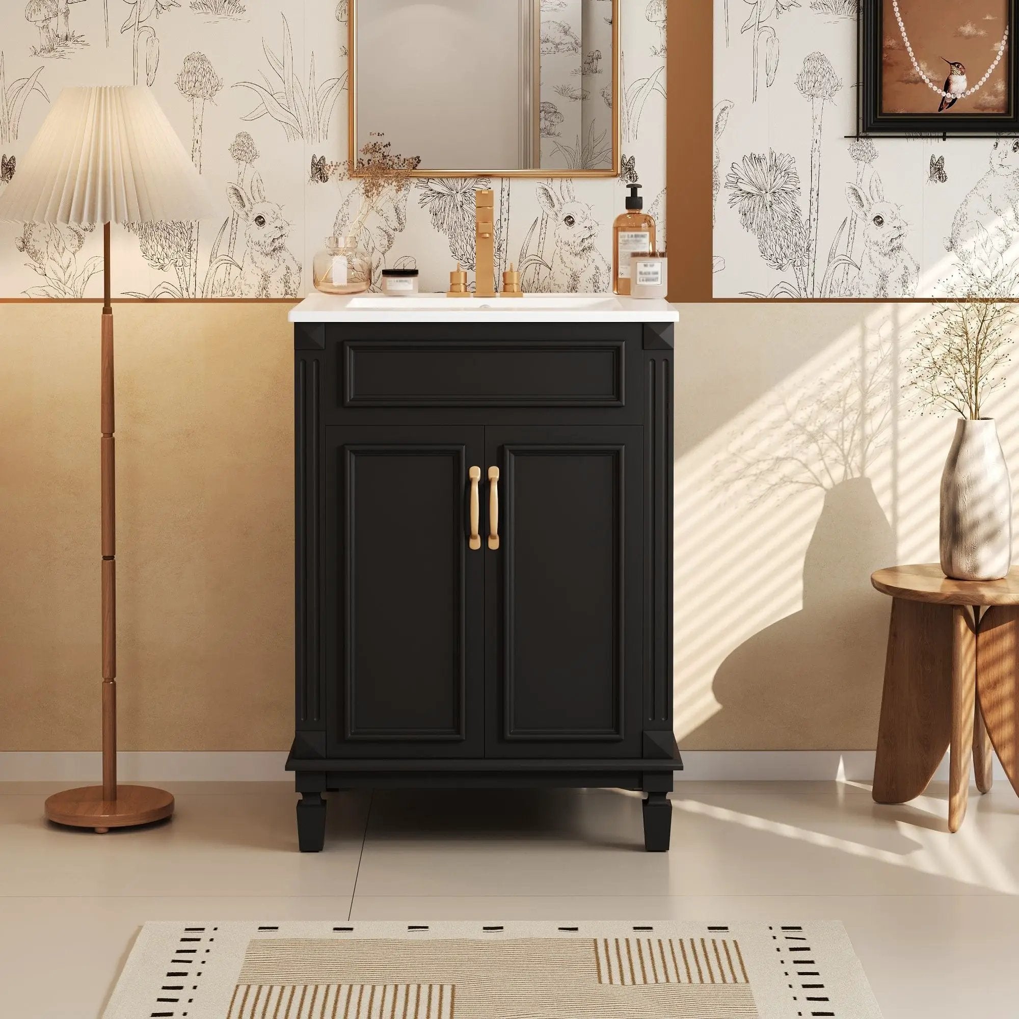Bathroom Vanity With Top Sink, Cabinet With 2 Soft Closing Doors by Unique Piece Furniture
