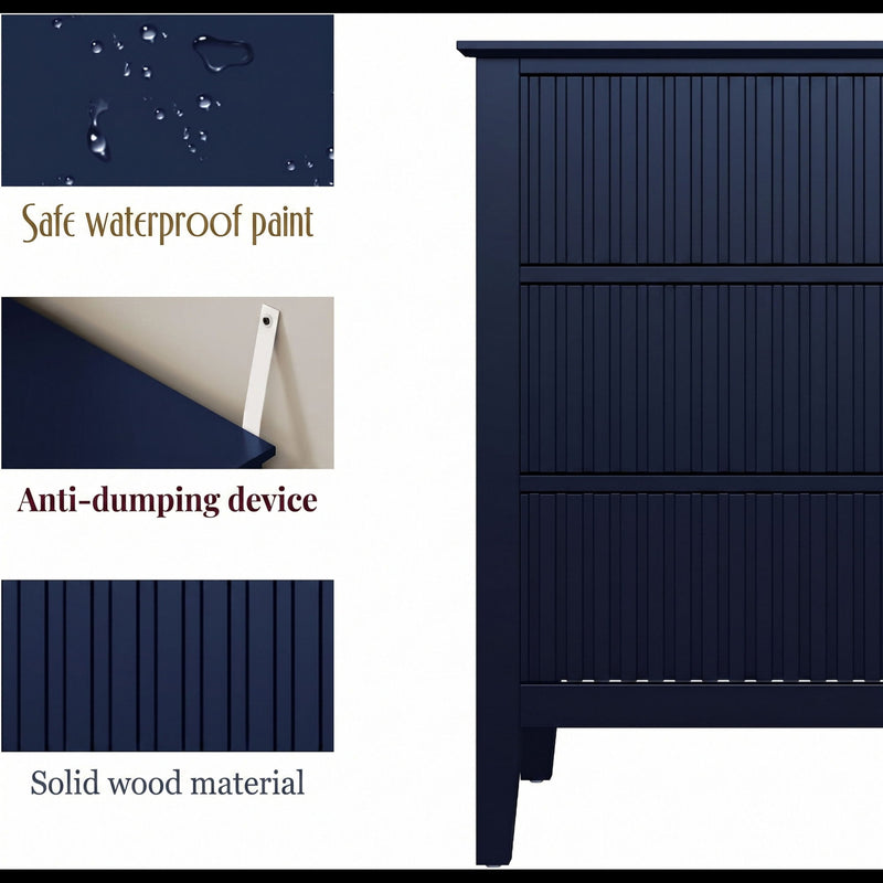 Fluted 3 Drawer Nightstand With Soft Close Slides by HouseOfZazla