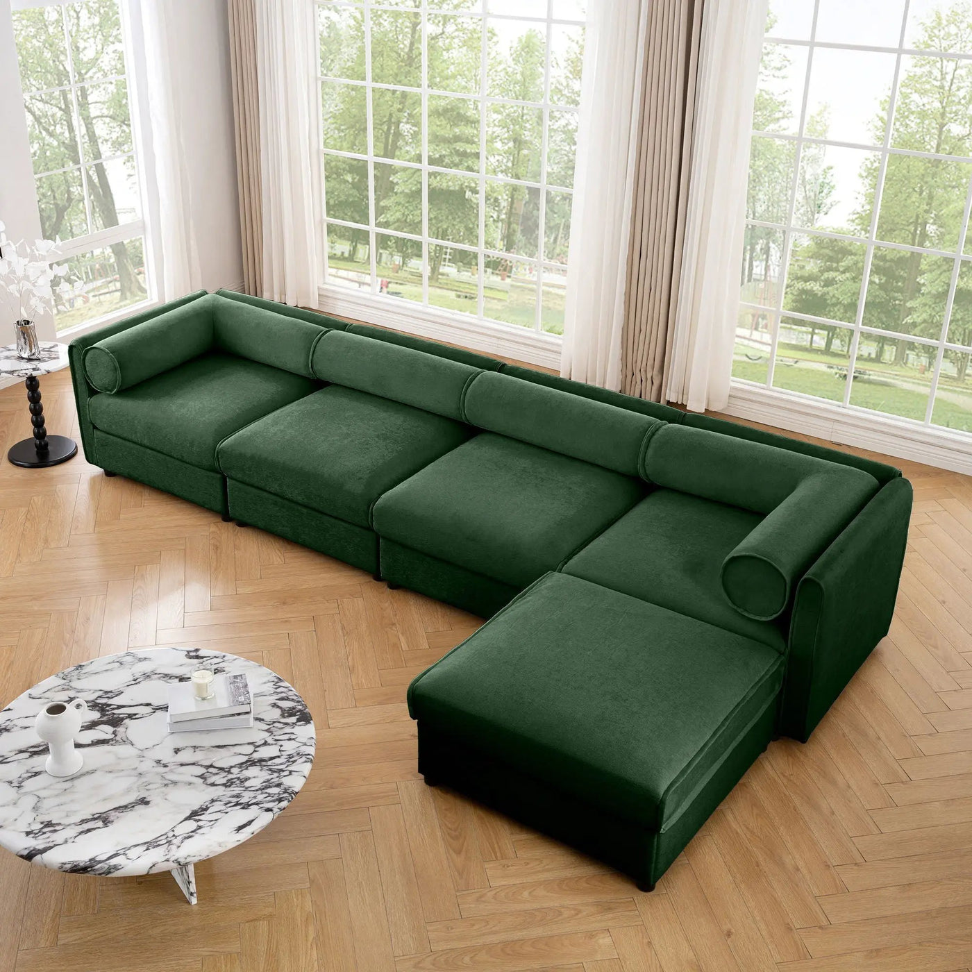 Contemporary Elegant Sofa With Storage And Ottoman by Unique Piece Furniture