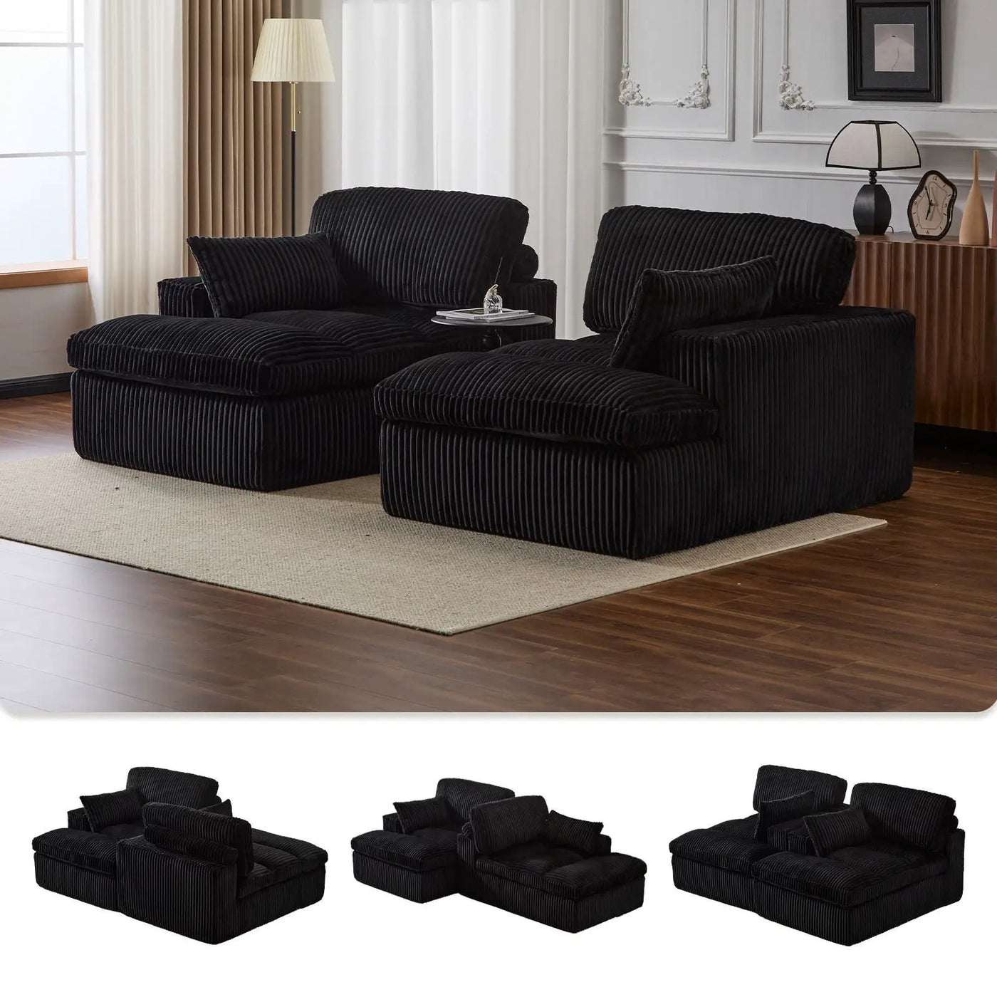 Double Chaise Lounge Chair, Oversized Upholstered Sleeper Cloud Couch by HouseOfZazla