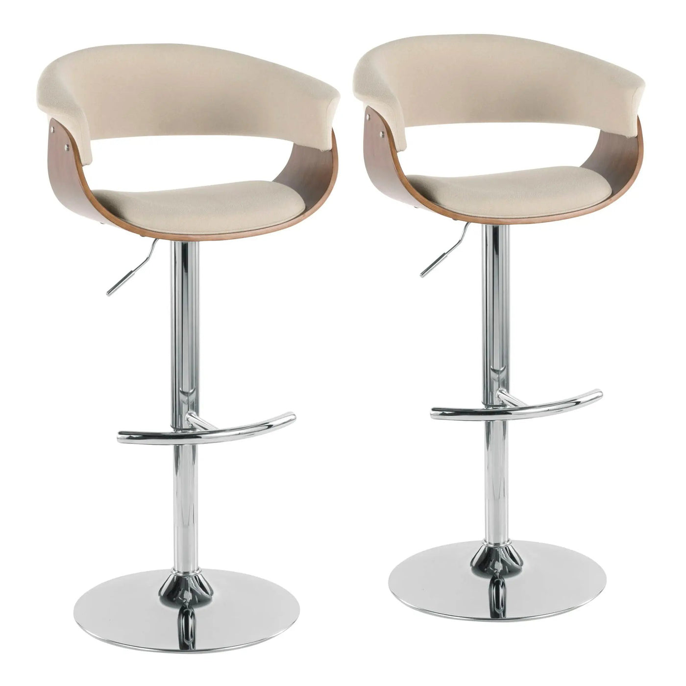 Vintage Mod - Mid Century Modern Adjustable Height Barstool With Swivel With Rounded T Footrest (Set of 2) by HouseOfZazla