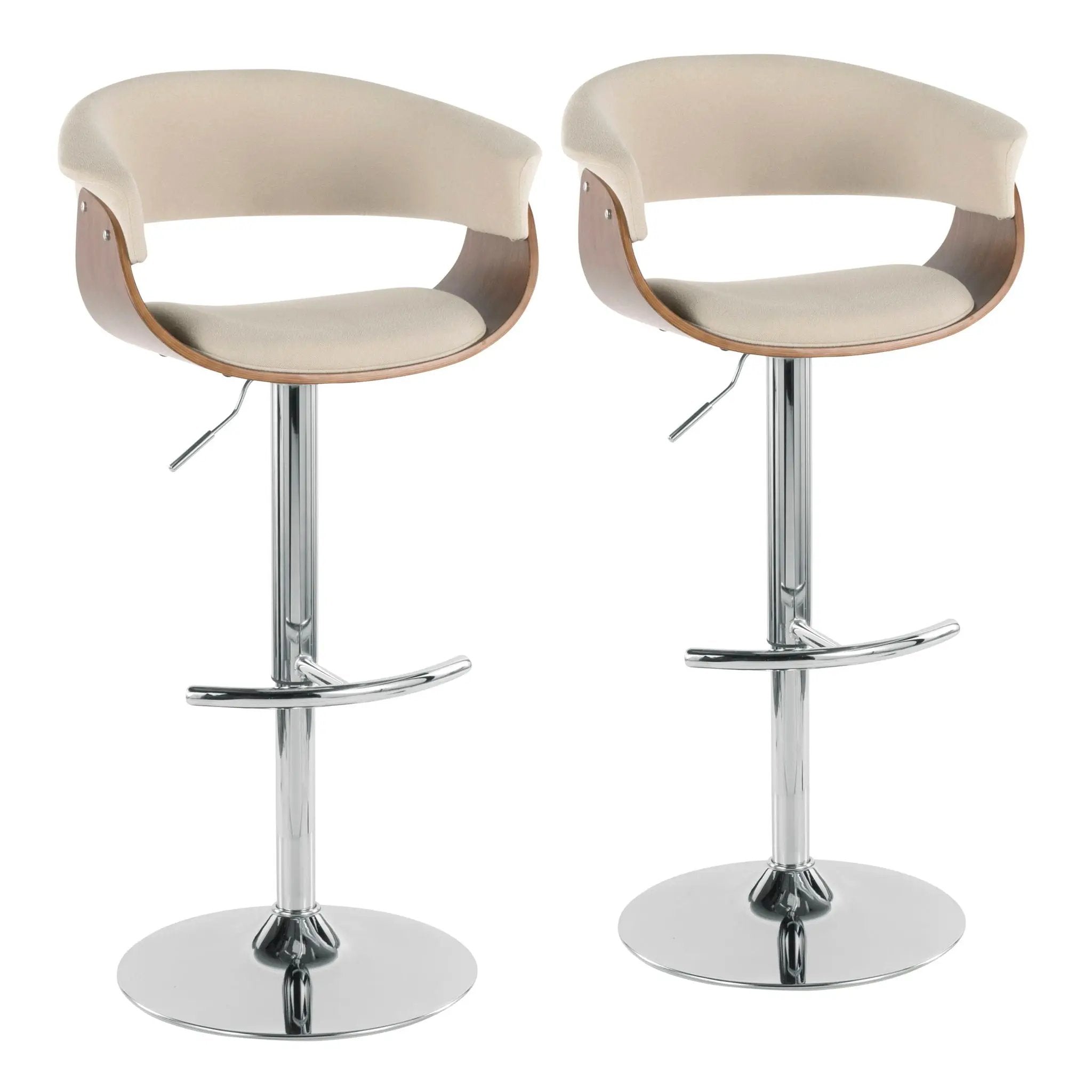 Vintage Mod - Mid Century Modern Adjustable Height Barstool With Swivel With Rounded T Footrest (Set of 2) by Unique Piece Furniture