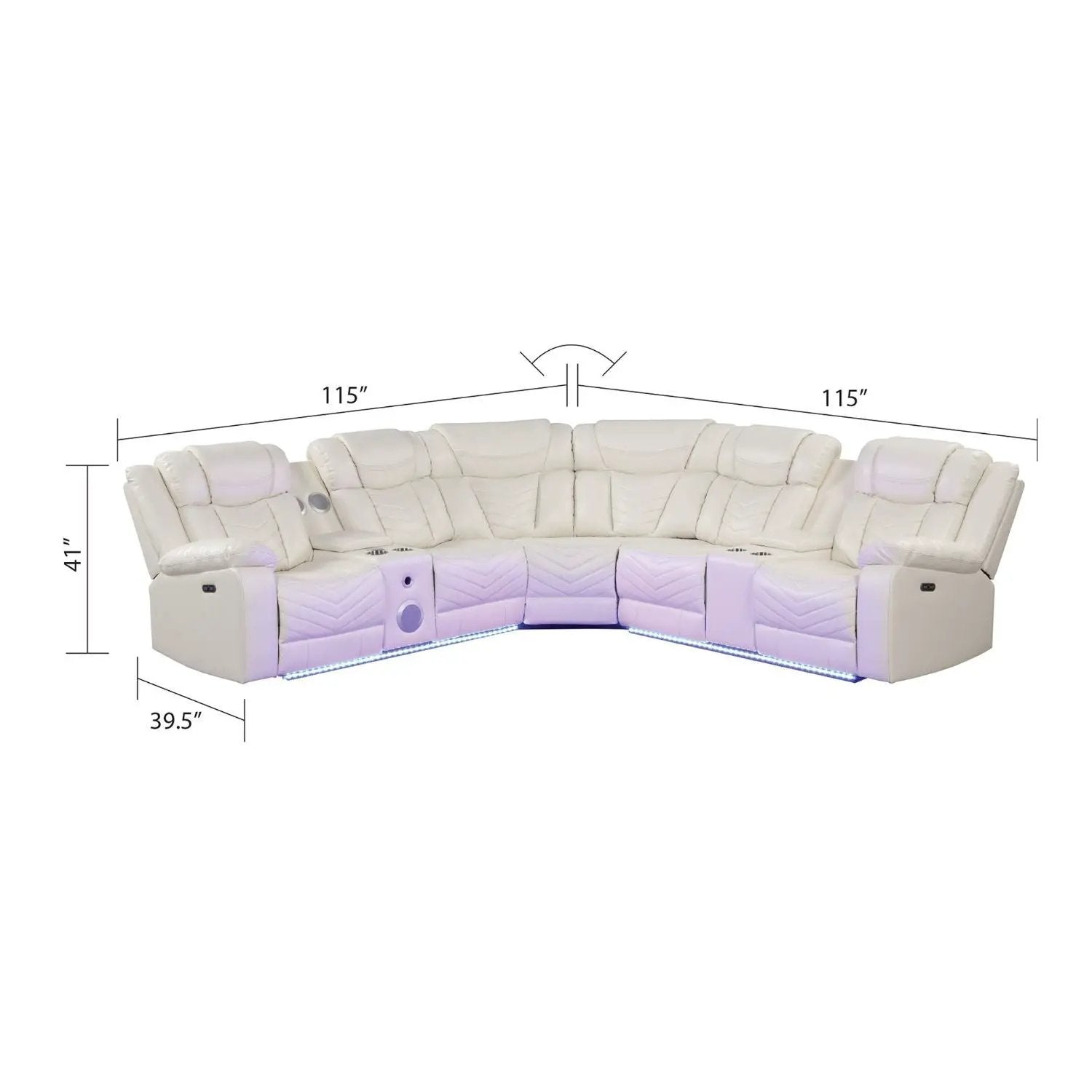 Challenger - Recliner Sectional Sofa, Built In USB, C Ports & Bluetooth by HouseOfZazla