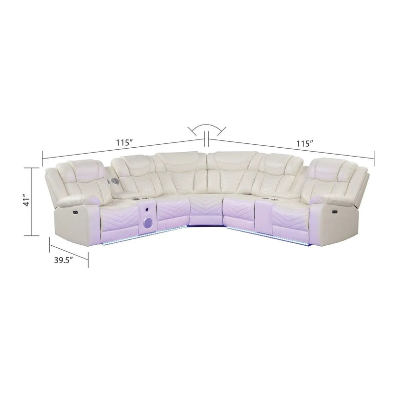 Challenger - Recliner Sectional Sofa, Built In USB, C Ports & Bluetooth by HouseOfZazla
