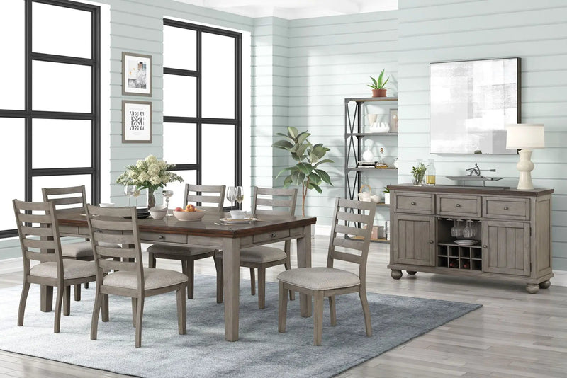 2 Tone 6 Drawer Dining Table - Gray by Unique Piece Furniture