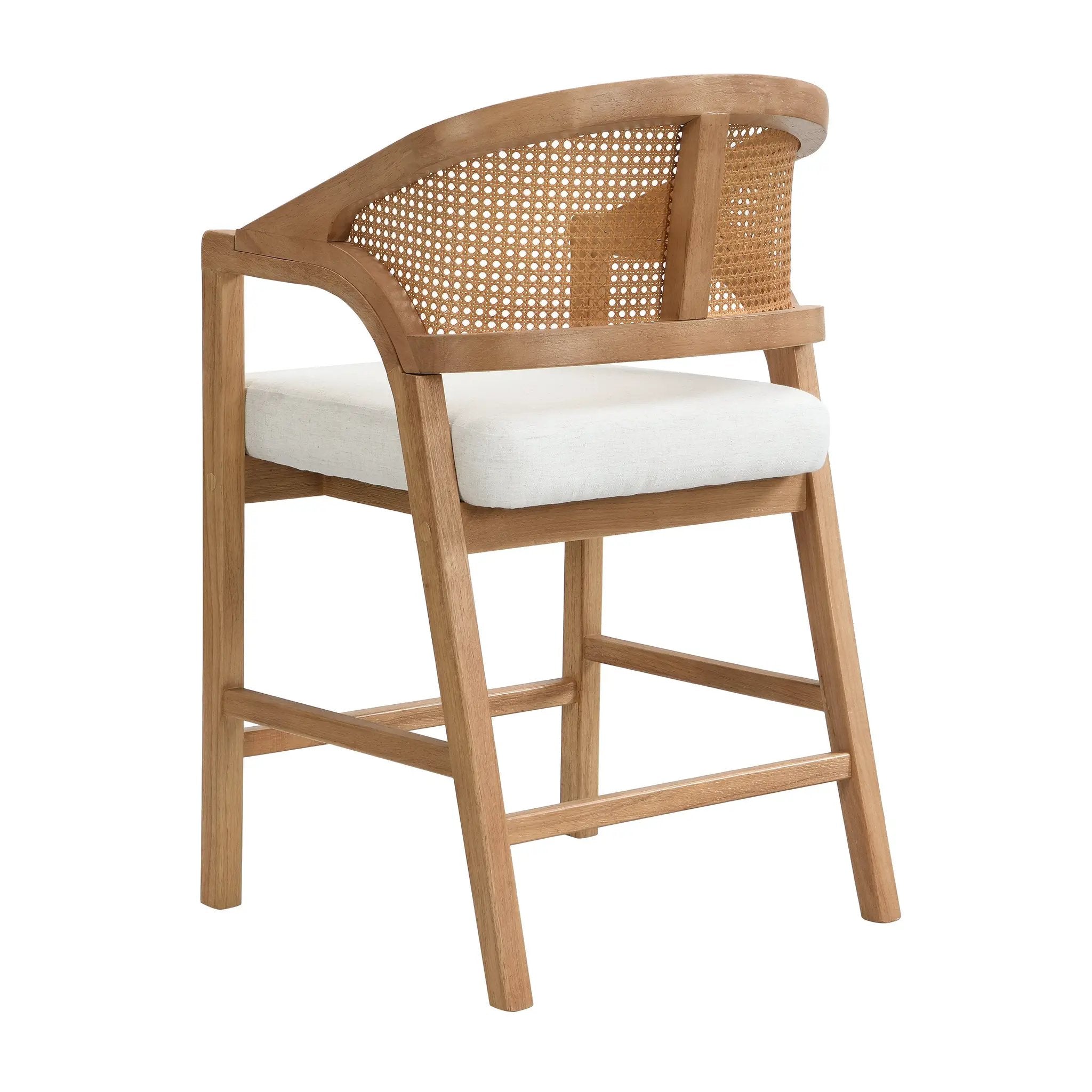 Wooden Frame Counter Stool with Rattan Back - Set of 2 by HouseOfZazla