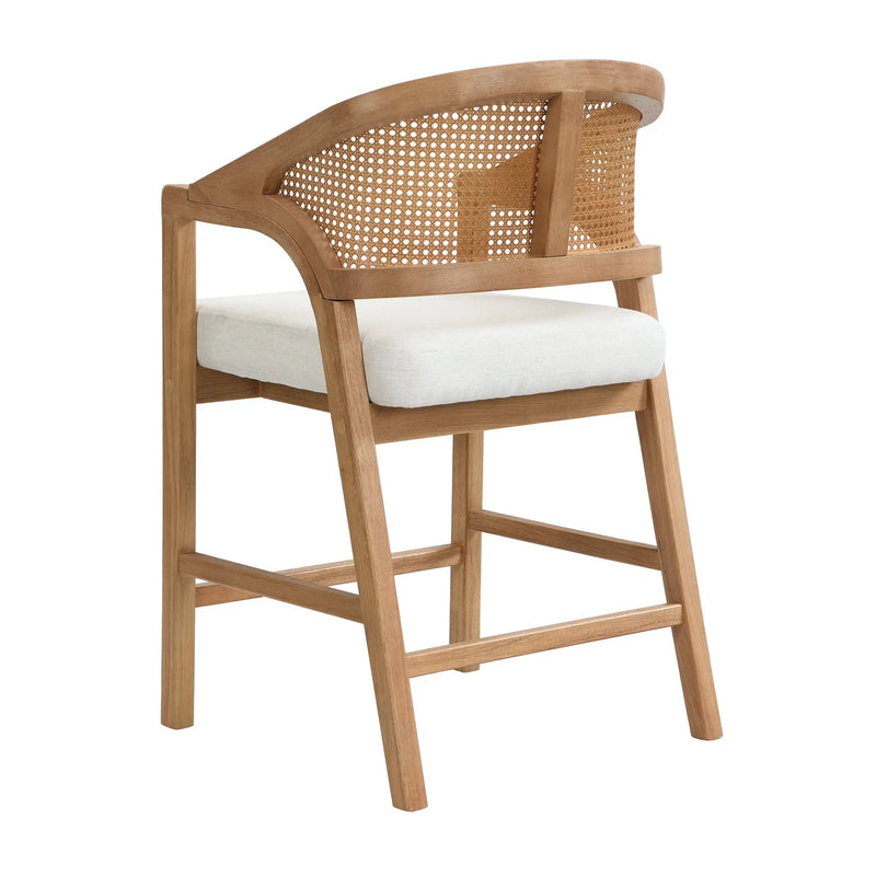 Wooden Frame Counter Stool with Rattan Back - Set of 2 by HouseOfZazla