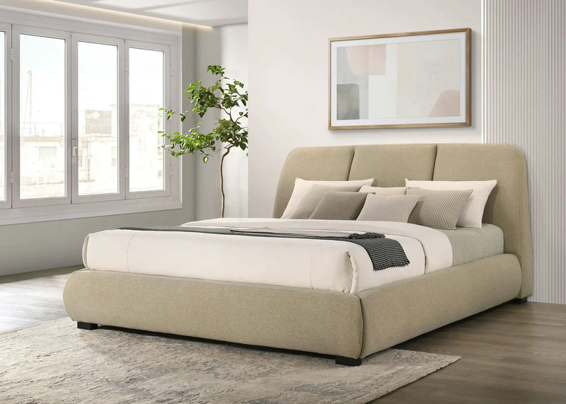 Mokena 46-inch Upholstered Eastern King Platform Bed Brown by Unique Piece Furniture
