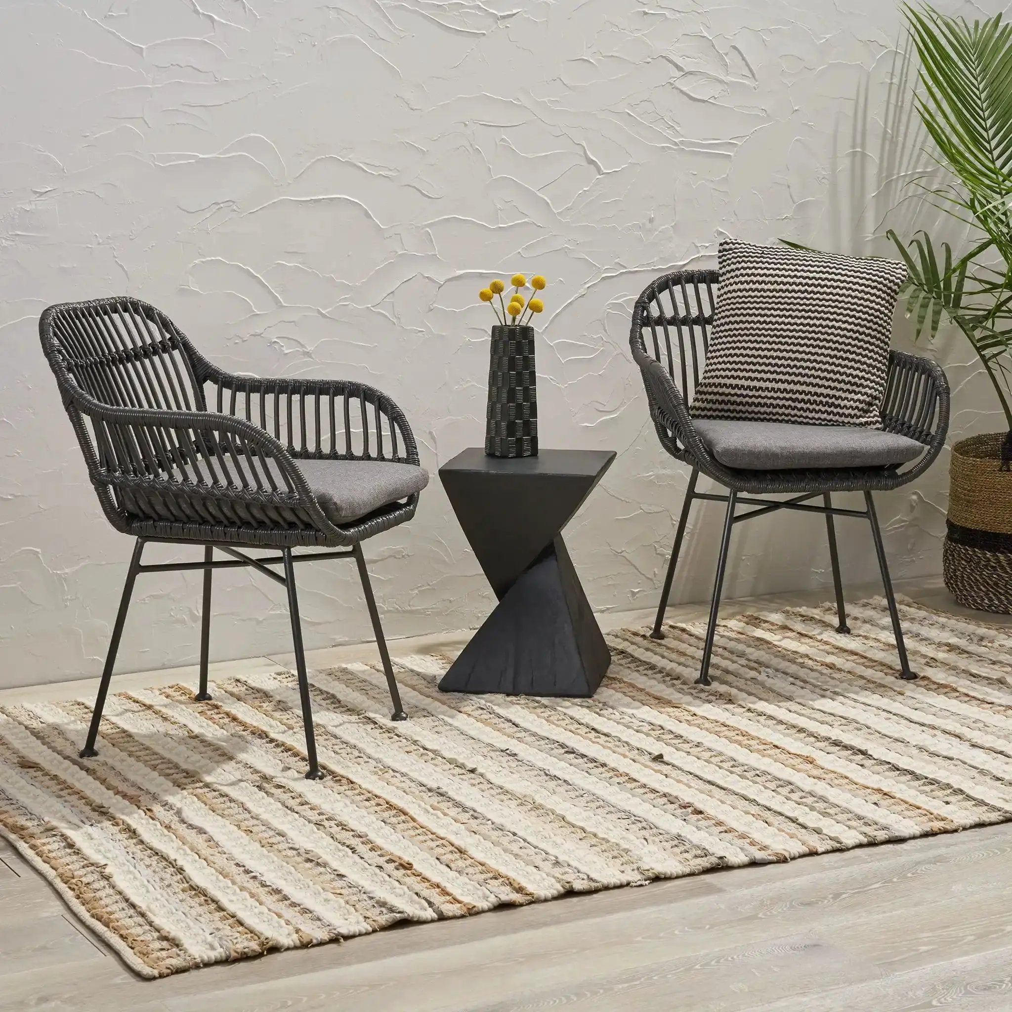 Outdoor Rattan Accent Chair With Metal Legs by HouseOfZazla