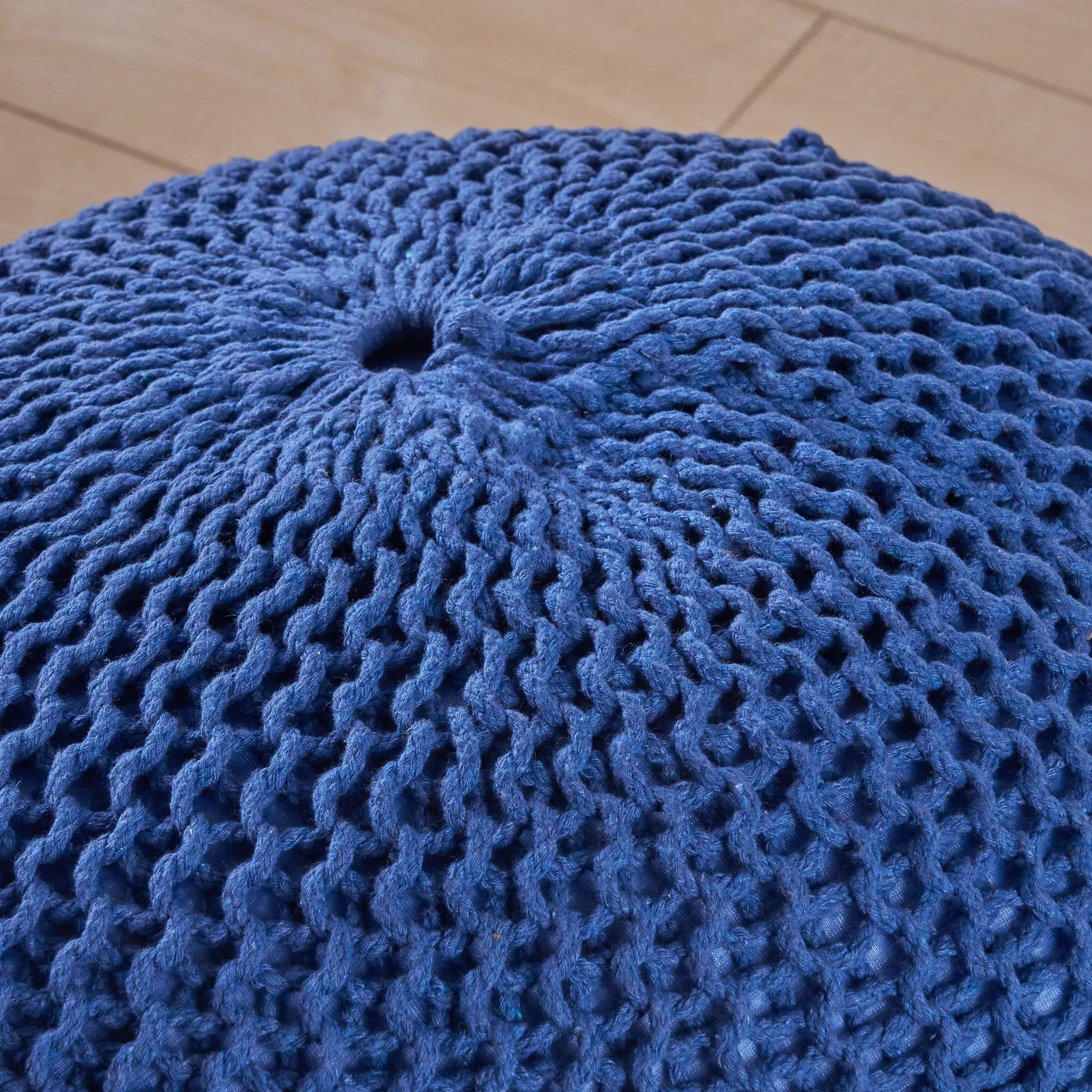 Bordeaux - Knitted Round Pouf, Versatile Ottoman And Floor Cushion by Unique Piece Furniture
