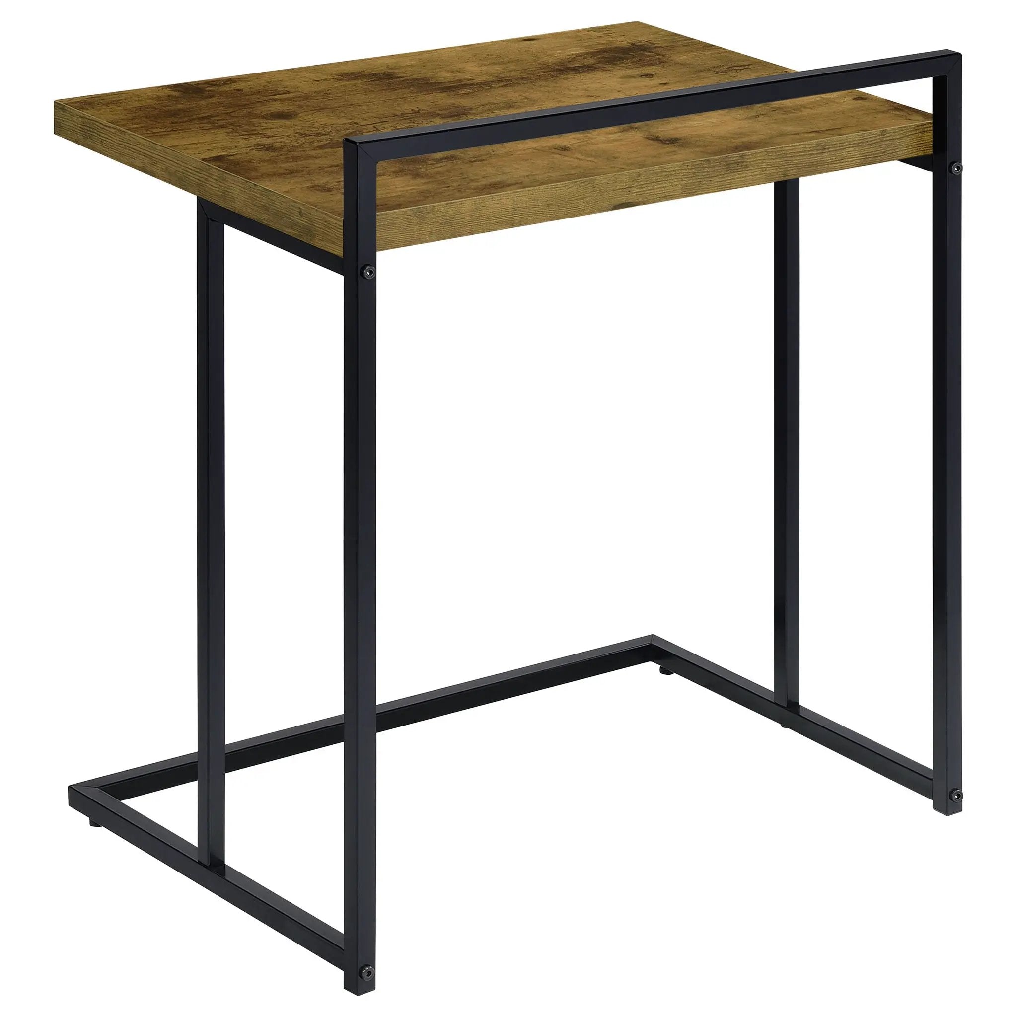 Dani Rectangular C-Shaped Sofa Side Table Rustic Nutmeg by Unique Piece Furniture
