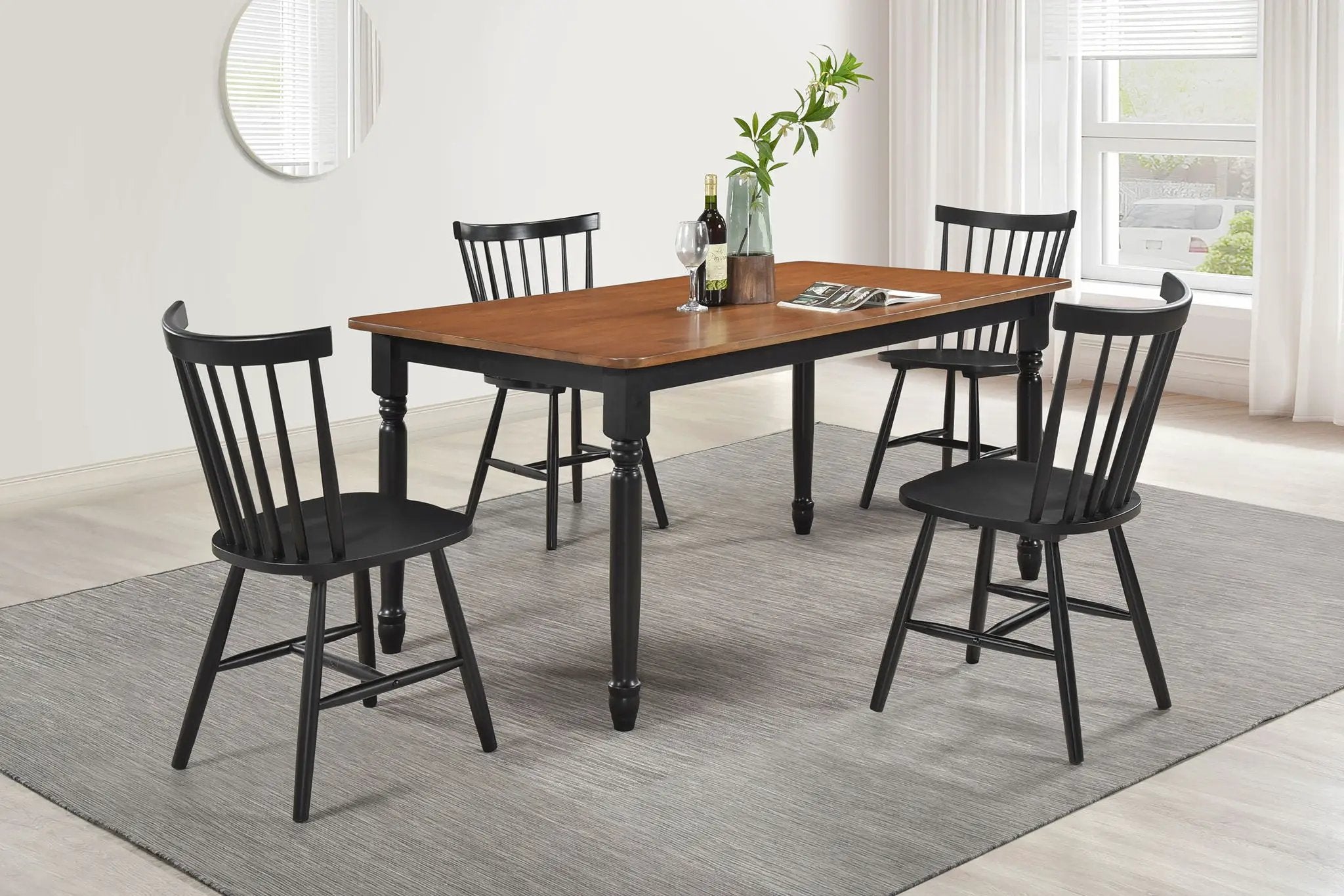 Hollyoak 5-piece Rectangular Dining Set Walnut and Black by Unique Piece Furniture