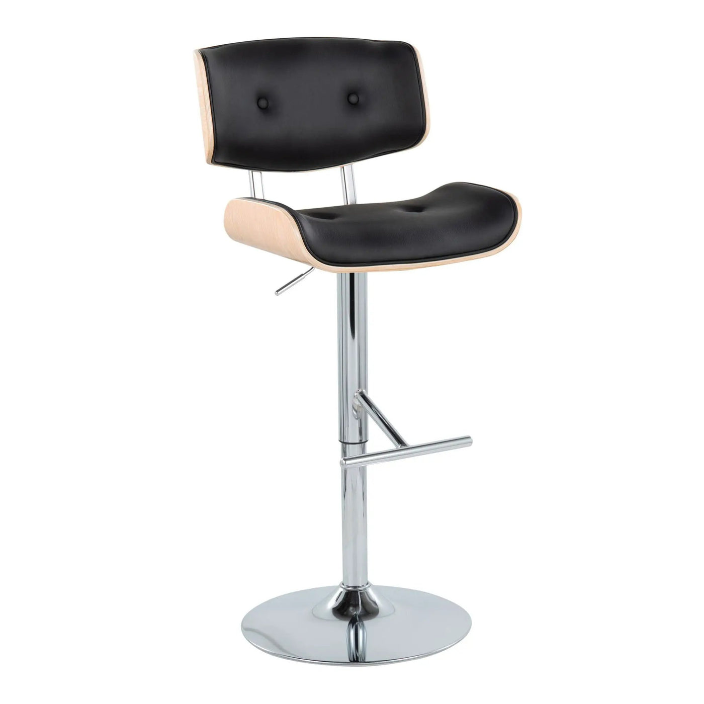 Lombardi - Contemporary Adjustable Barstool With Swivel With Straight T Footrest (Set of 2) by HouseOfZazla