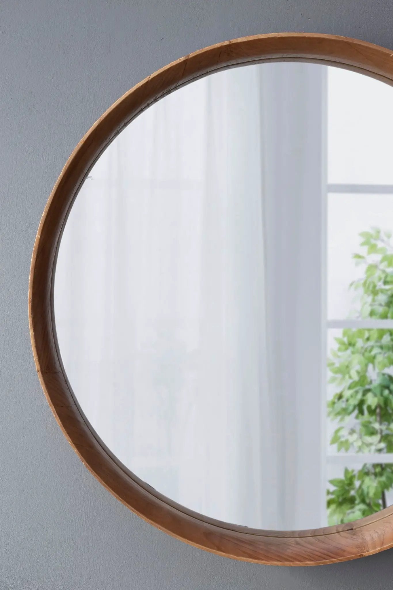 Round Wood Mirror, Wall Mounted Mirror Home Decor For Bathroom Living Room by HouseOfZazla