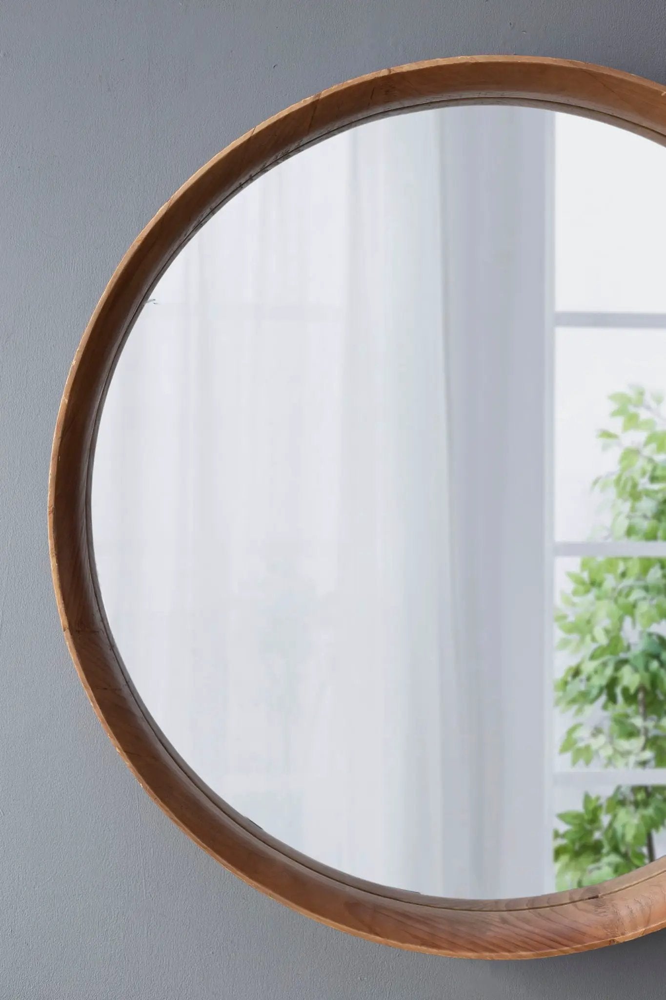 Round Wood Mirror, Wall Mounted Mirror Home Decor For Bathroom Living Room by Unique Piece Furniture