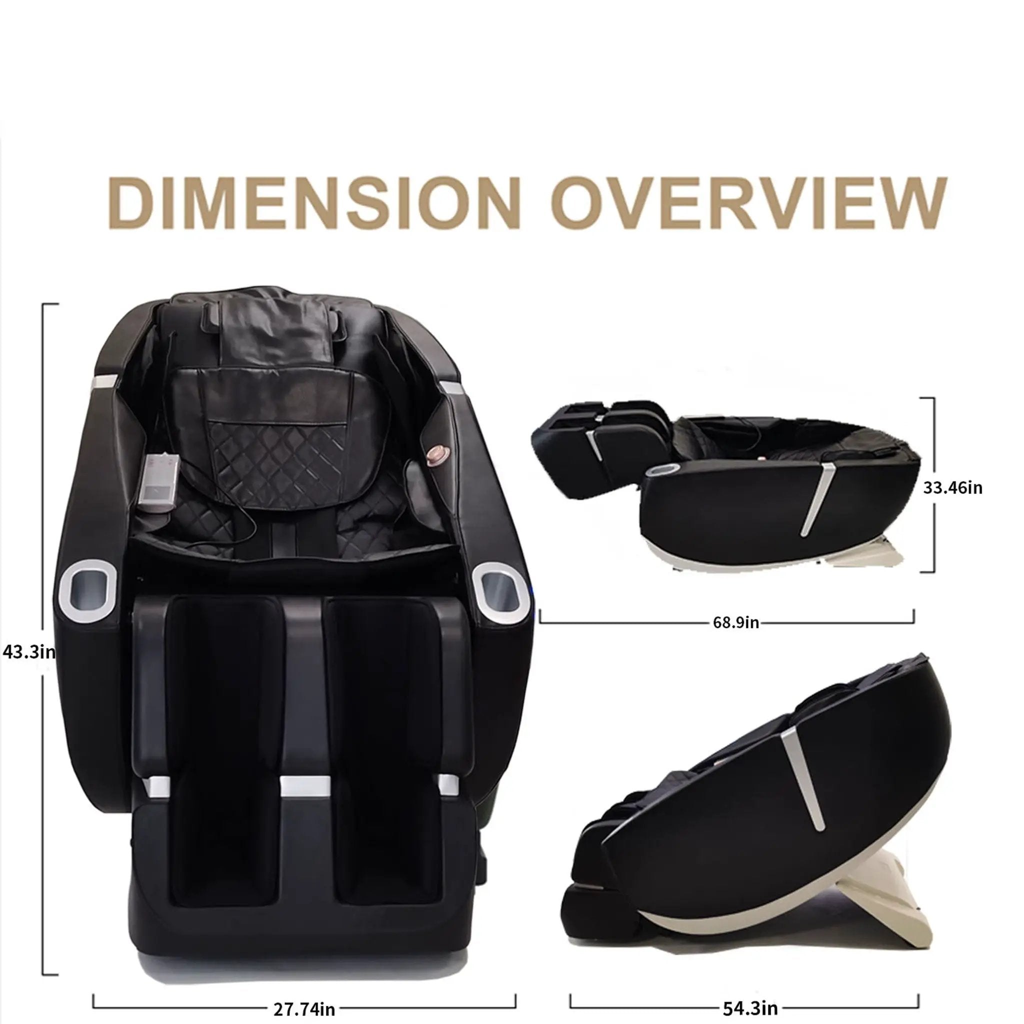 SL Type Pulley Guide, 2D Motor-Massage Manipulator-Space Saver Design, Track Sliding Zero Gravity Multifunction Massage Chair - Black by HouseOfZazla