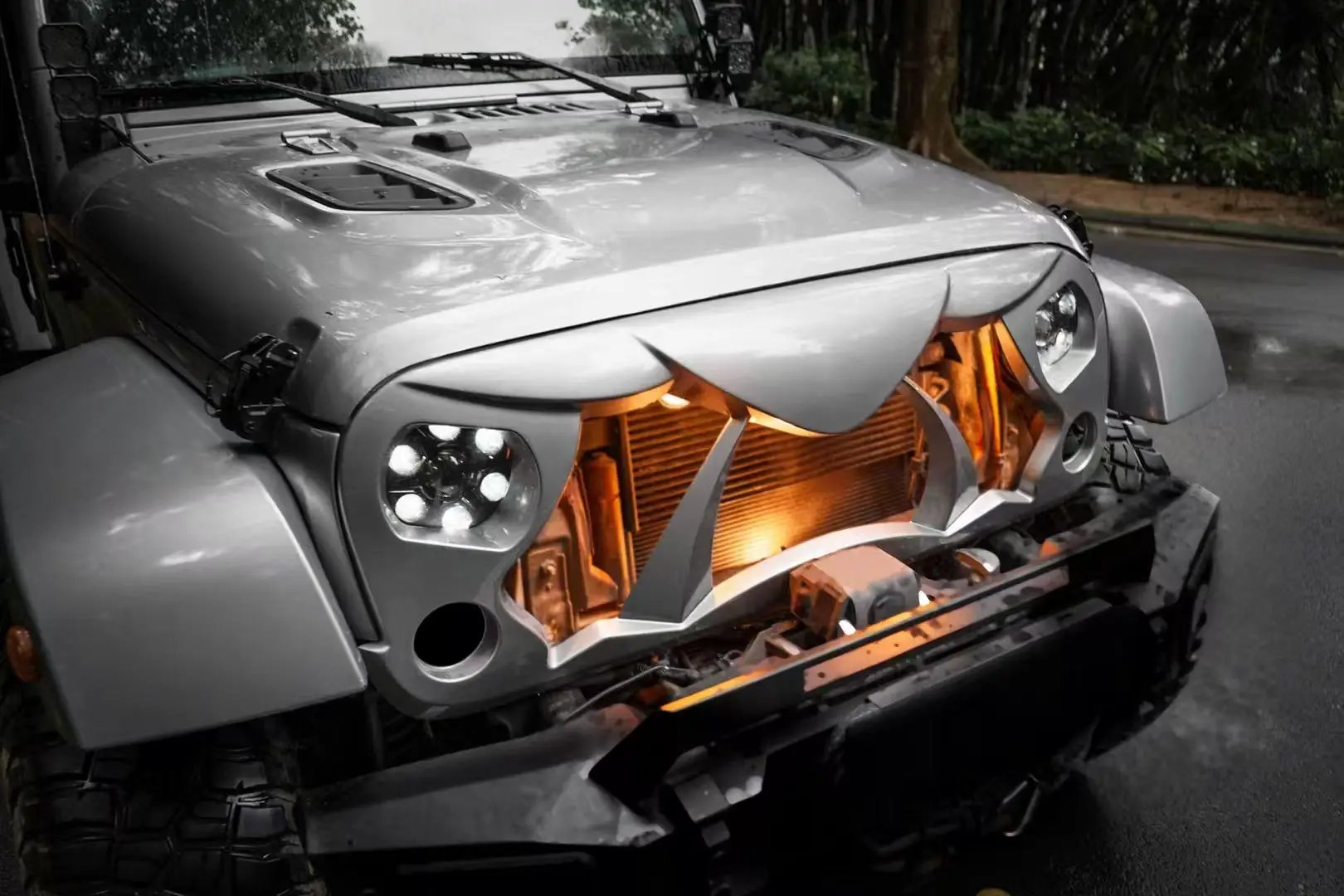 Halloween Front Grille Grid Grill for 2007-2017 Jeep Wrangler Rubicon Sahara Sport JK/JKU, Matte by HouseOfZazla