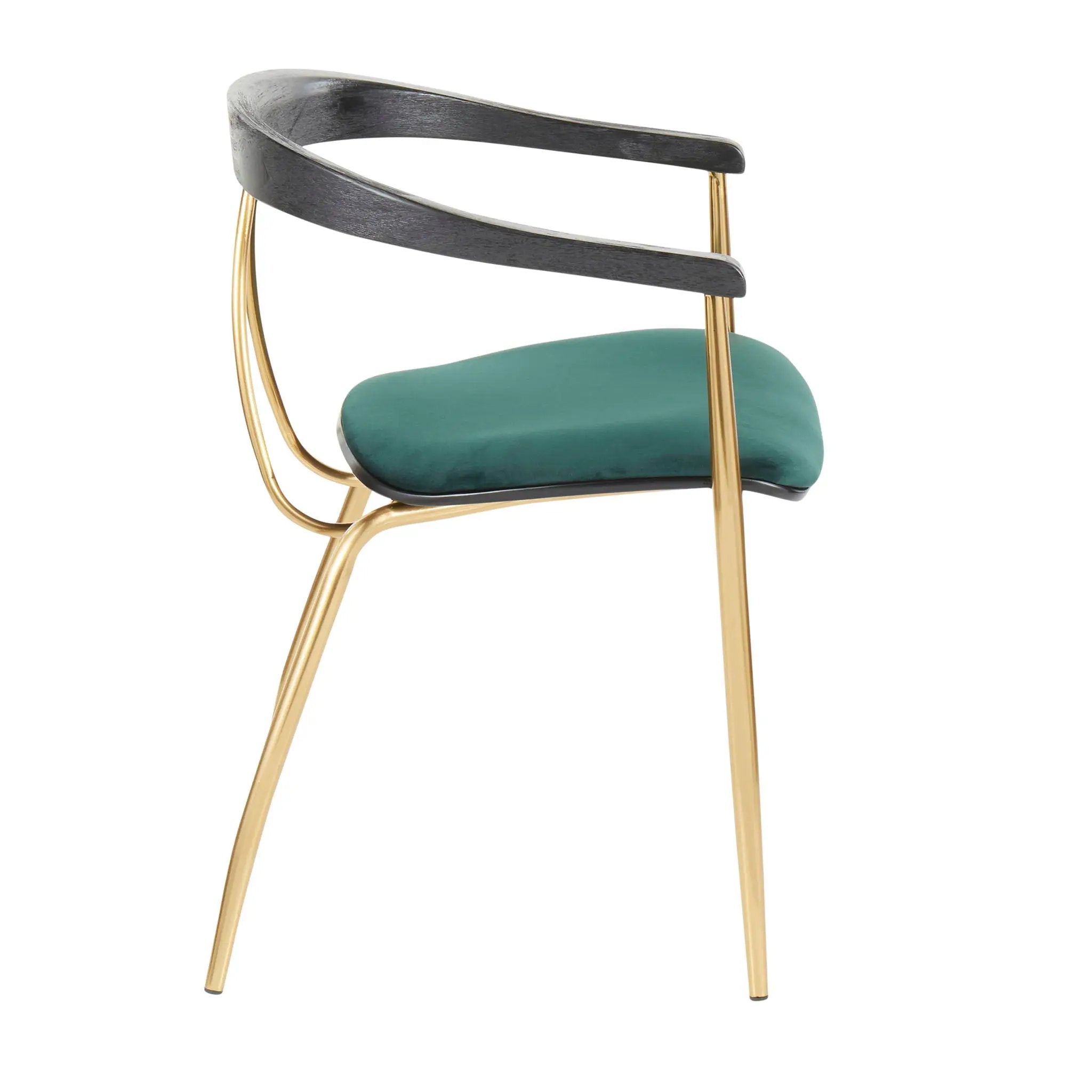 Vanessa - Contemporary Chair (Set of 2) - Gold / Green - Black by HouseOfZazla