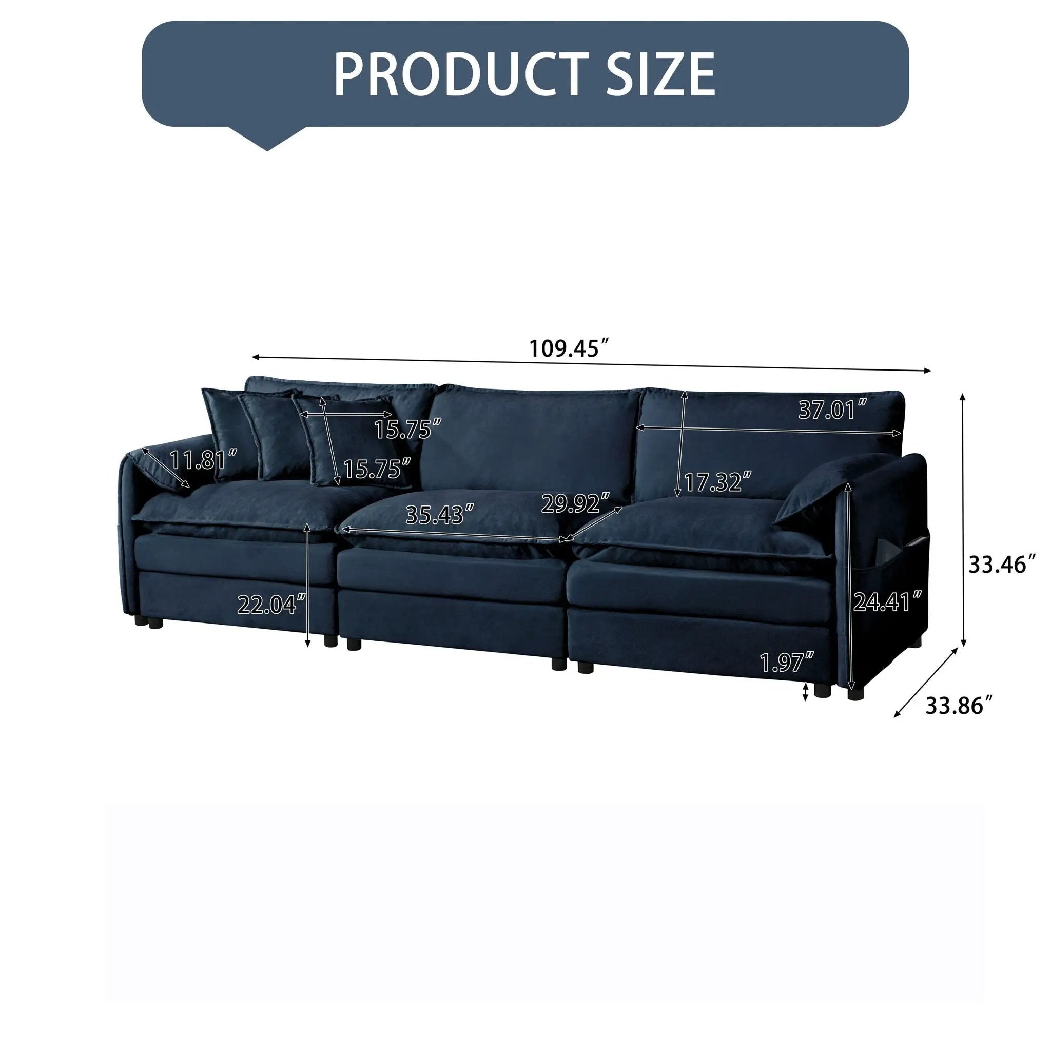 Modern Oversized Deep Seat Sectional Sofa With Pillows by HouseOfZazla