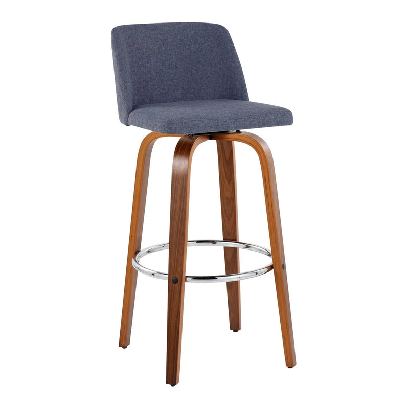 Toriano - Mid Century Modern Fixed Height, Barstool With Swivel With Round Footrest (Set of 2) by HouseOfZazla