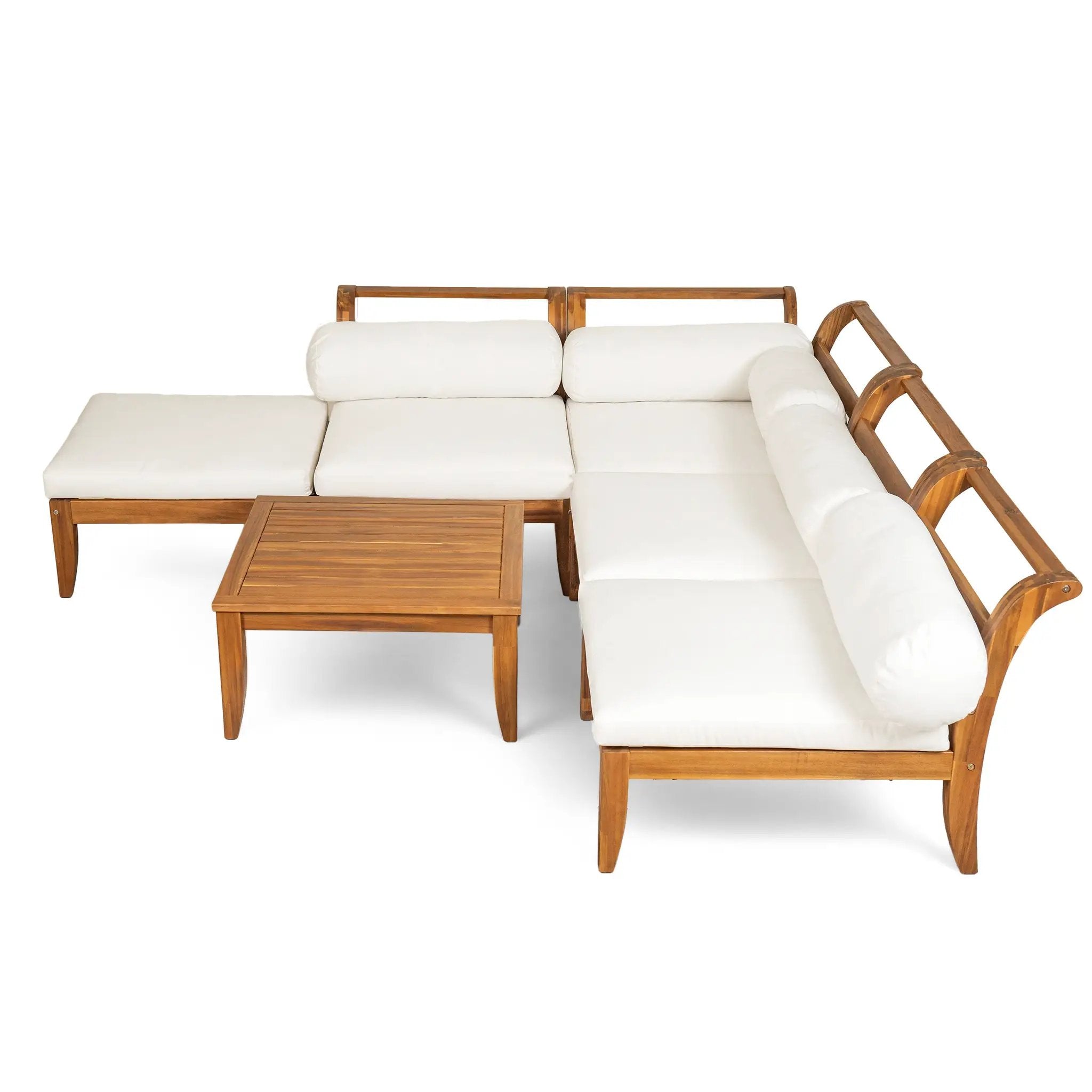 6 Piece Acacia Wood Outdoor Modular Sectional with Daybed and Tea Table by HouseOfZazla